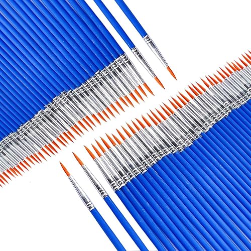 JOWOART Juego de pinceles de pintura, 100 piezas de pelo de nailon de cabeza plana, pinceles de pintura para óleo acrílico, acuarela, artistas