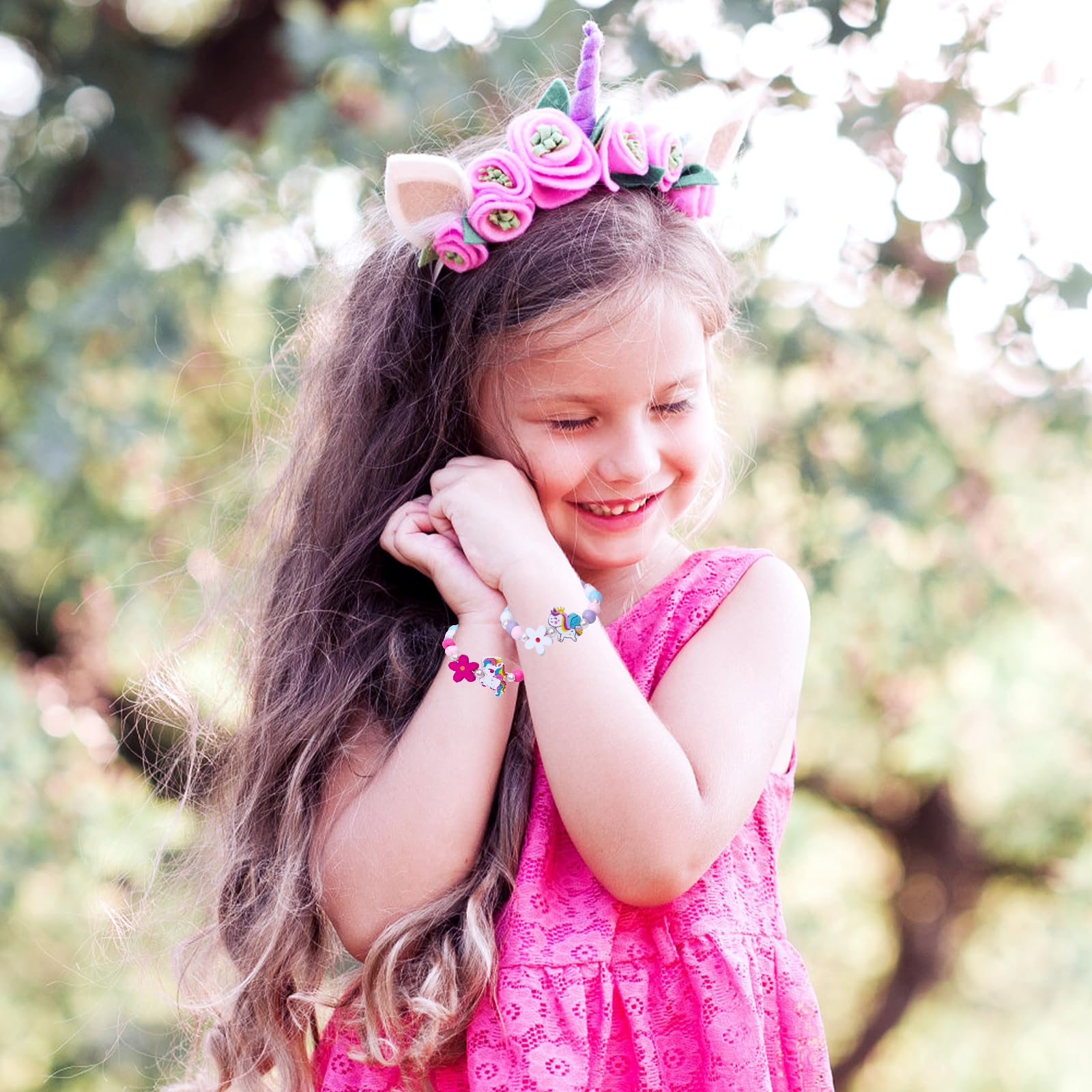 Braccialetti Amicizia Bambini JUKOTA - 12 Pezzi Legno Con Ciondoli Farfalla, Sirena, Unicorno