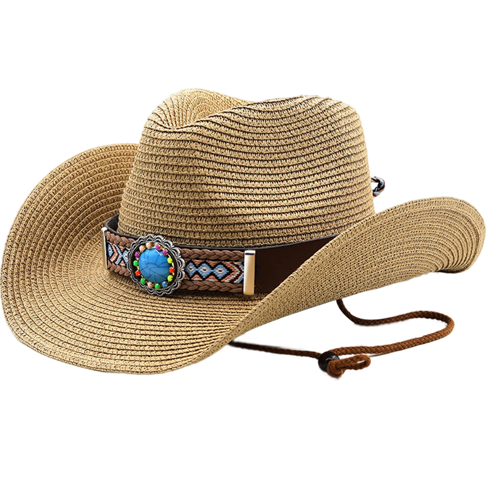 Chapeau Western Protection UV Chapeau Cowboy Paille Femme - Large Bord  Protection UV - Style Western Respirant - Plage, Camping, Festival Chapeau  Paille Unisexe Camping, image size:1730x1730