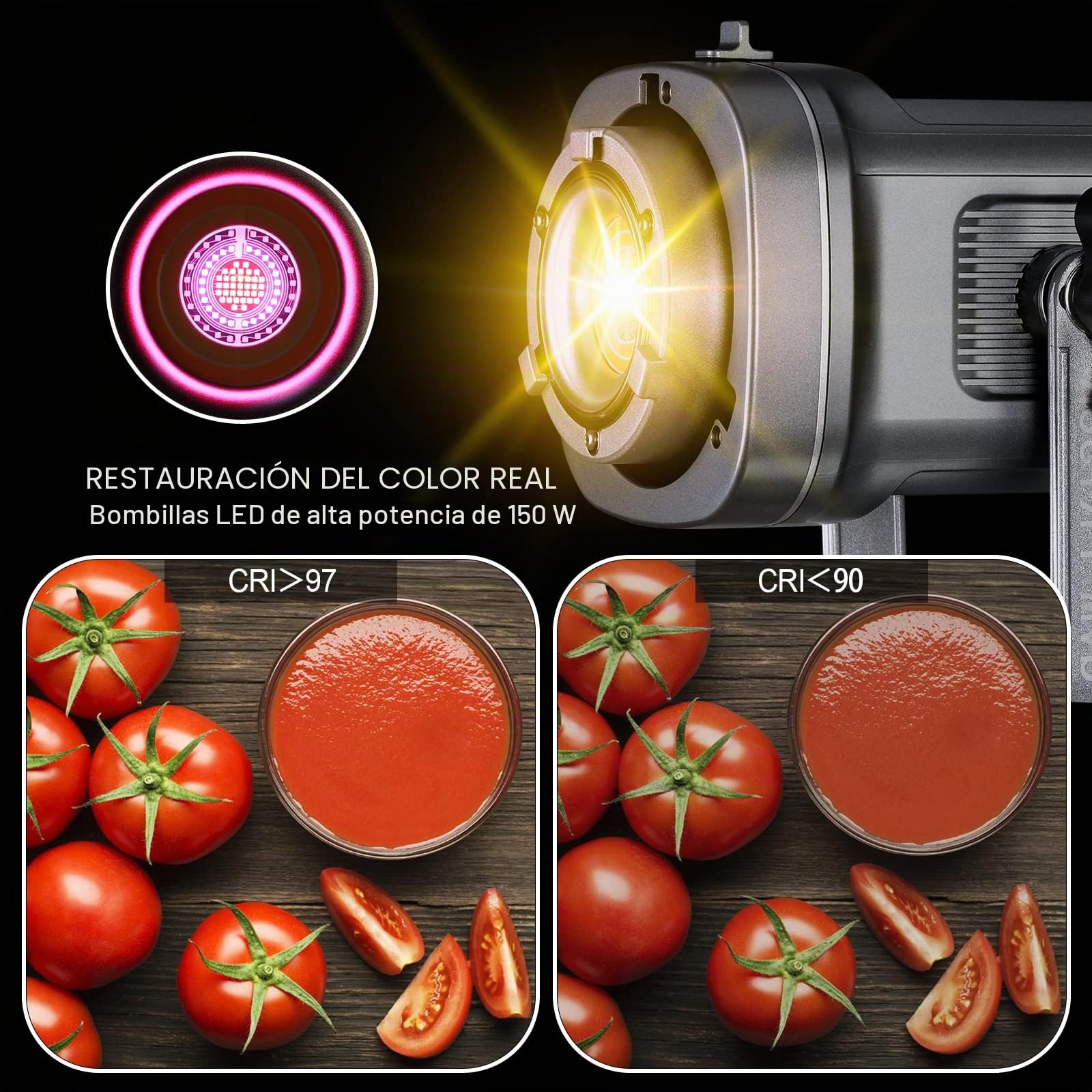 GVM 150W Luz de vídeo con softbox , APP control led lámpara de vídeo Bicolor 2700K-7500K rgb Estudio de iluminación led continua con 8 luces de escena para Video Youtube streaming fotografía