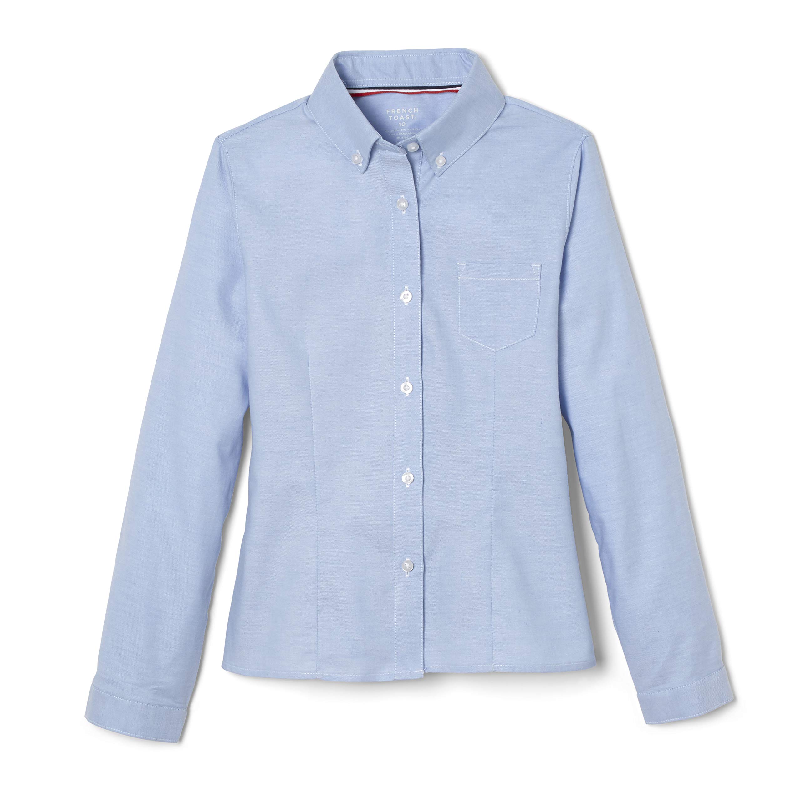 French Toast Girls' Fitted Wrinkle-Resistant Long Sleeve Oxford Shirt