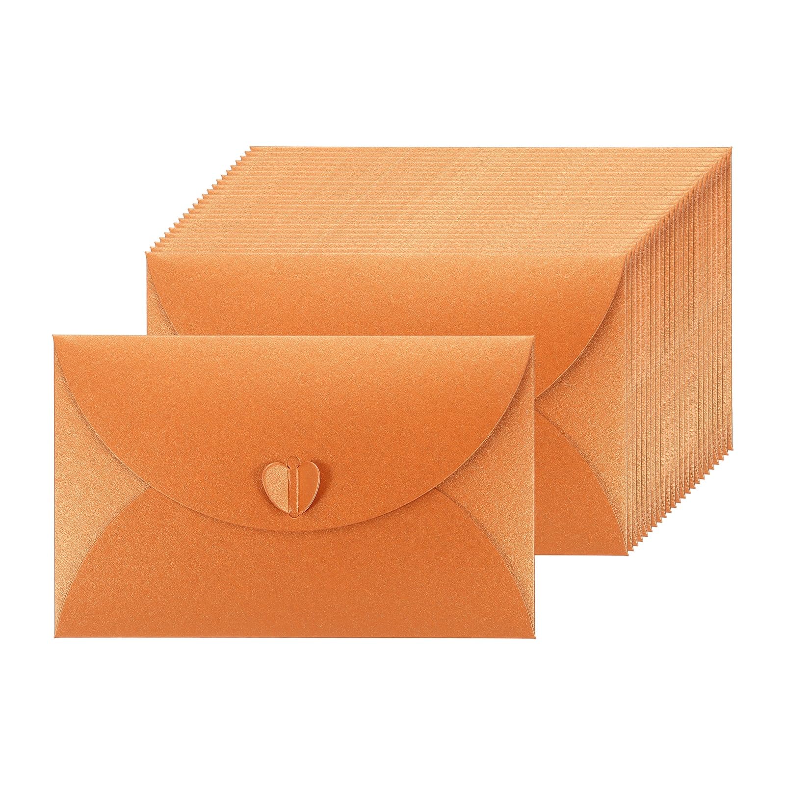 PATIKIL 24pcs Card Envelopes (110 x 175 mm) - Cute Envelopes Holder with Heart Shaped Clasp, for Business Party Greeting Invitation Birthday Weddings, Orange