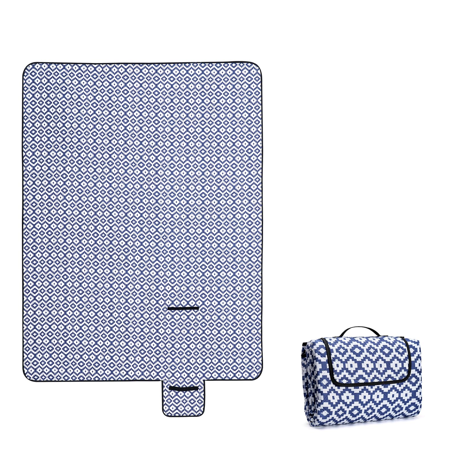 Oak & Tea Picnic Blanket Waterproof 200x200 CM Foldable Picnic Blankets Beach Blanket Easy to Store Machine Washable, Red White Plaid