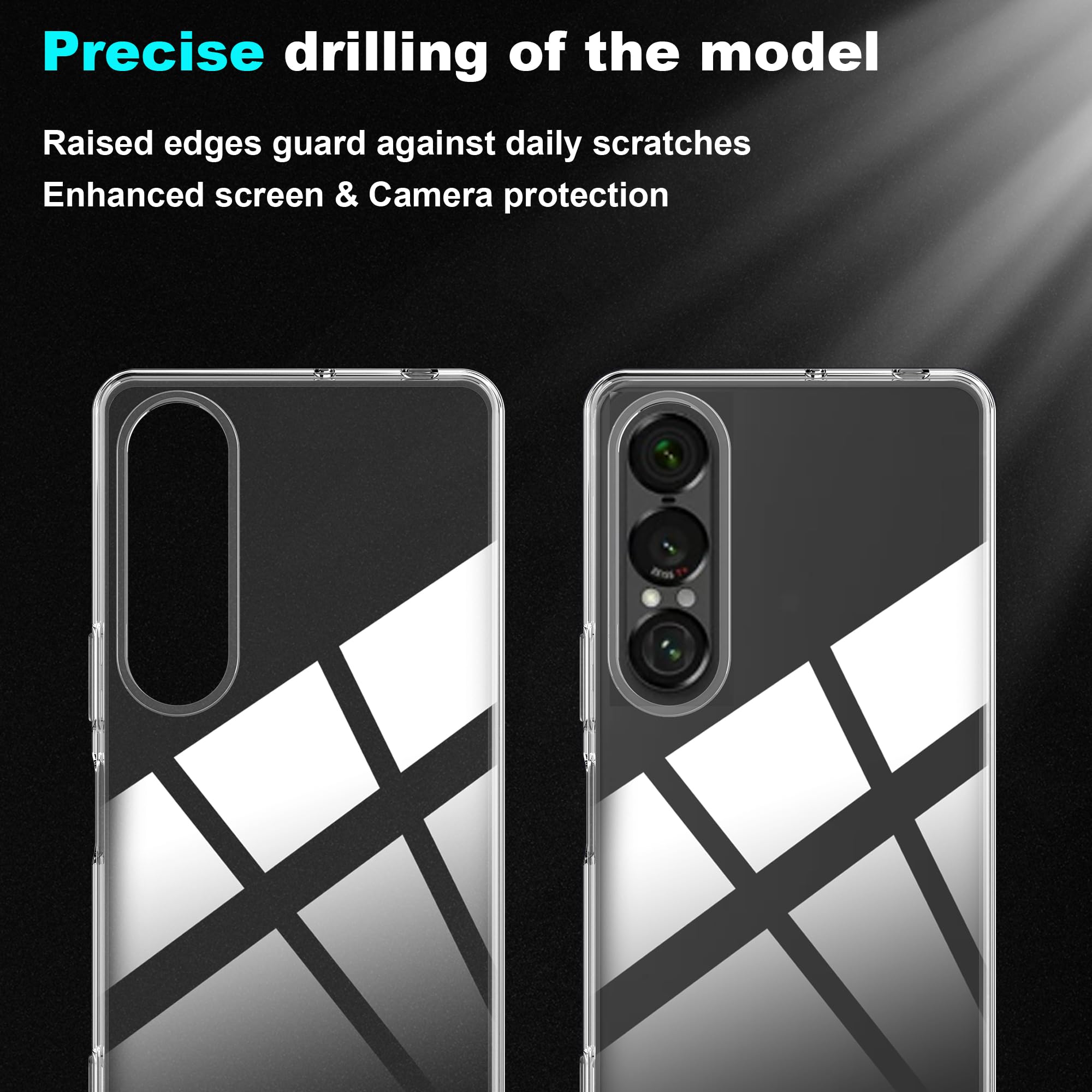 Cover per Sony Xperia 1 VII Custodia per Assorbimento degli Urti Sottile Morbida in Silicone TPU Protettiva [Protezione da Caduta] + [1 Pezzi] Vetro Temperato -Trasparente