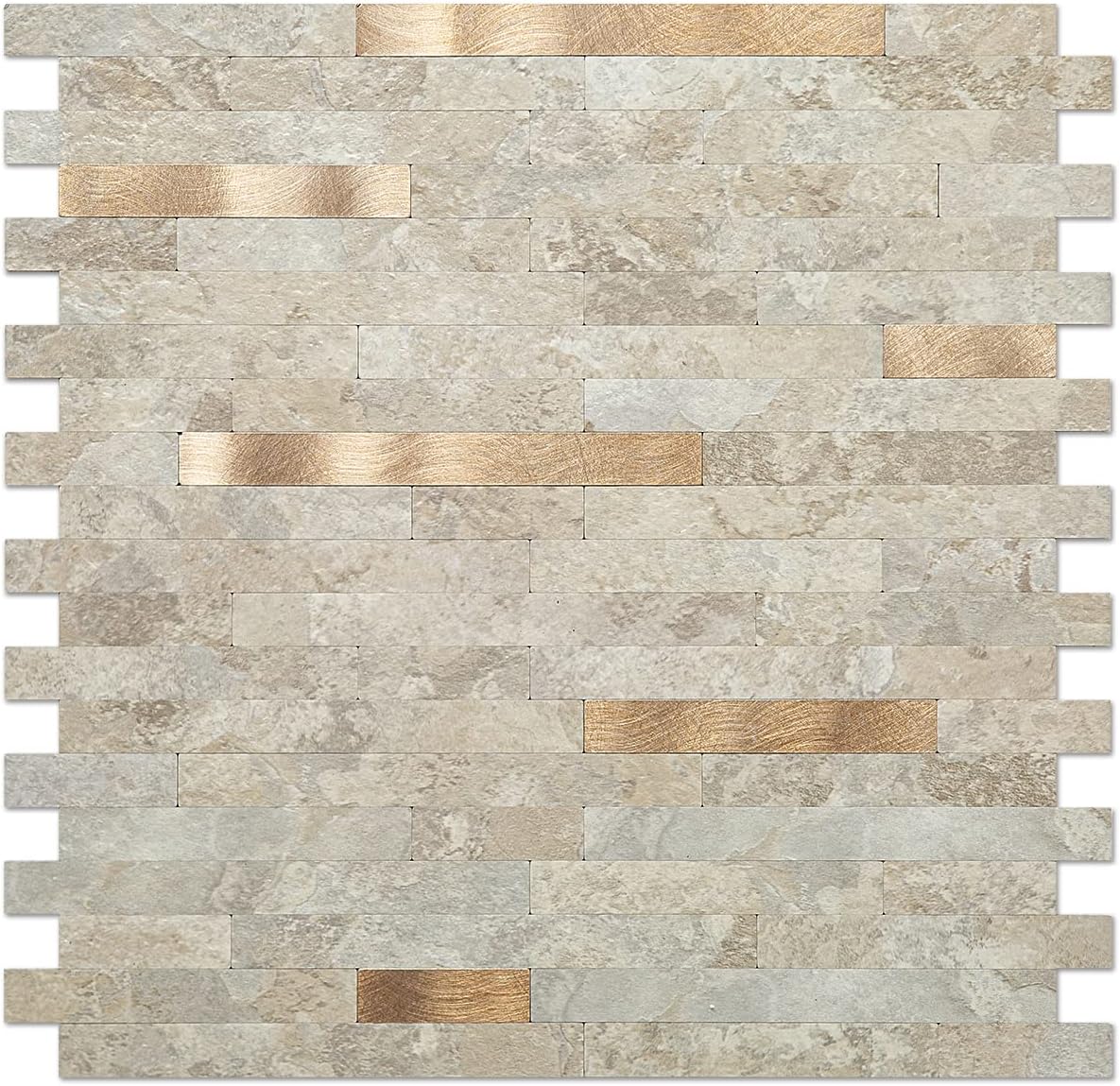 DICOFUN10-Sheet Peel and Stick Backsplash Wall Tile, PVC Kitchen in Beige, 9.4 sq.ft