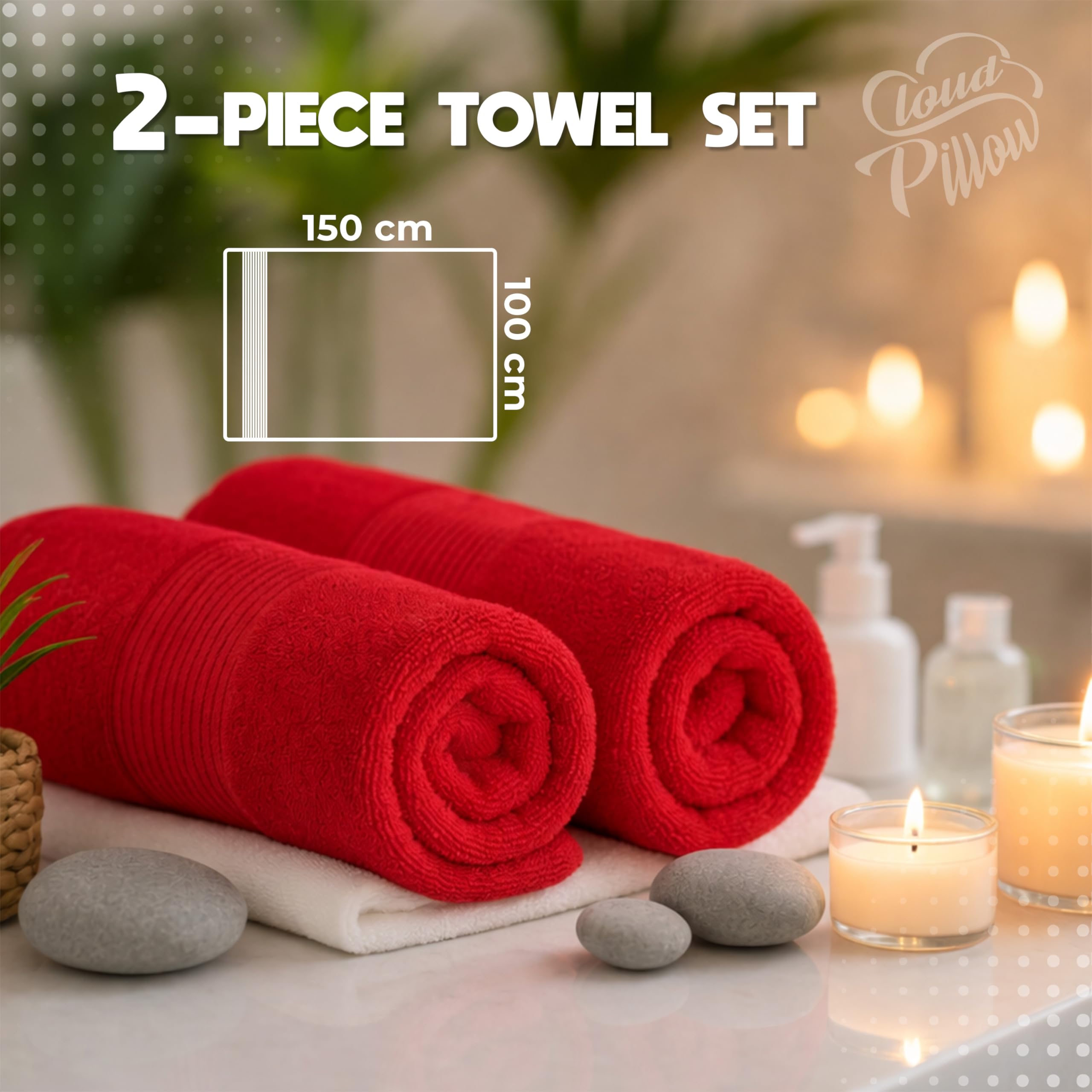 Cloud Pillow Toallas baño 70x140 2 Piezas - 100% Algodón - 500 g/m2 - Suaves, Absorbentes y Duraderas - Oeko-Tex - Ideal para Hogar y Wellness