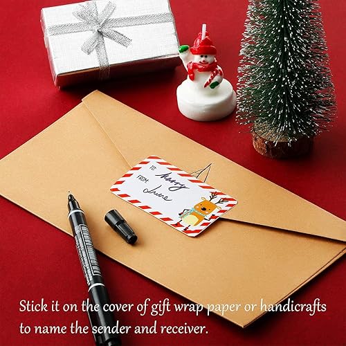 Vista 124 de Outus 500 etiquetas de Navidad, etiquetas autoadhesivas de regalo para regalos de Navidad, etiquetas de nombre de Navidad, etiquetas para papel