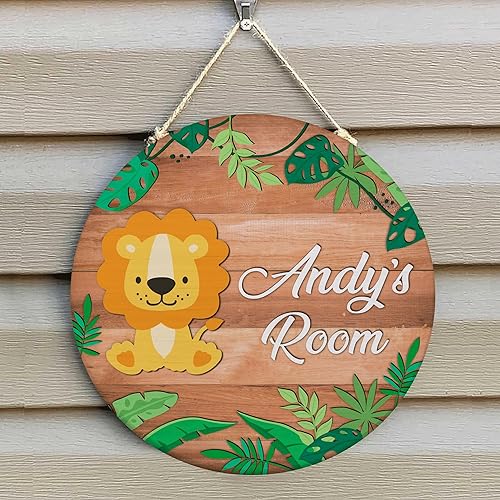 Miniatura 10 de Hyturtle Letrero personalizado de elefante, letrero personalizado de bosque, nombre del niño, letrero de puerta de niños, decoración de pared de