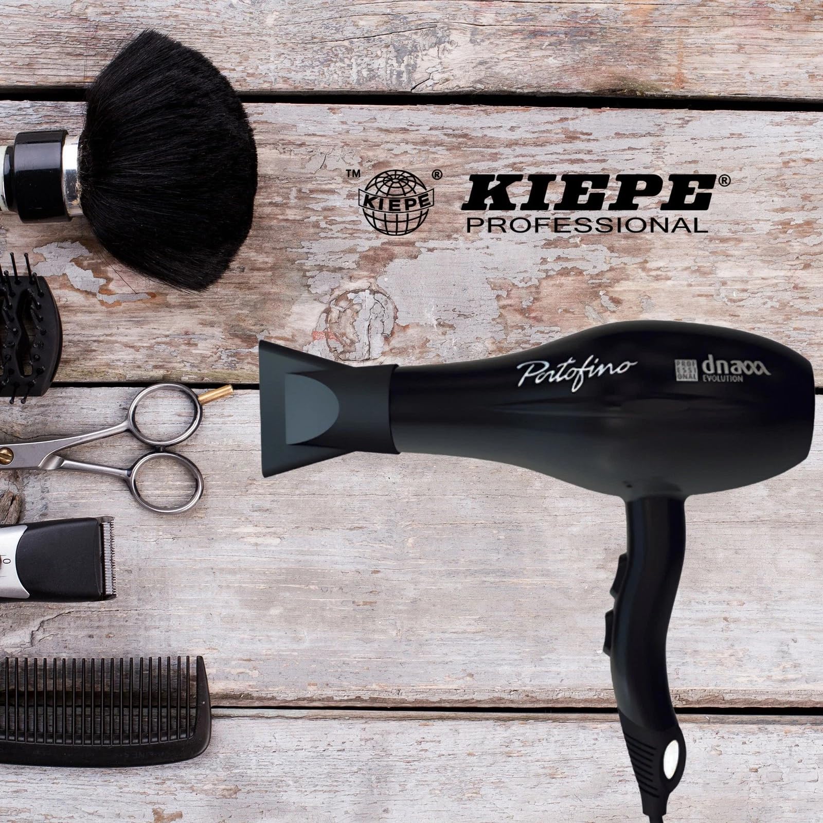 Kiepe DNA Evolution 8307 Asciugacapelli, Design leggero e compatto, Molteplici livelli di calore e velocità, Impugnatura ergonomica, Strumento di styling per l'uso quotidiano (Nero)