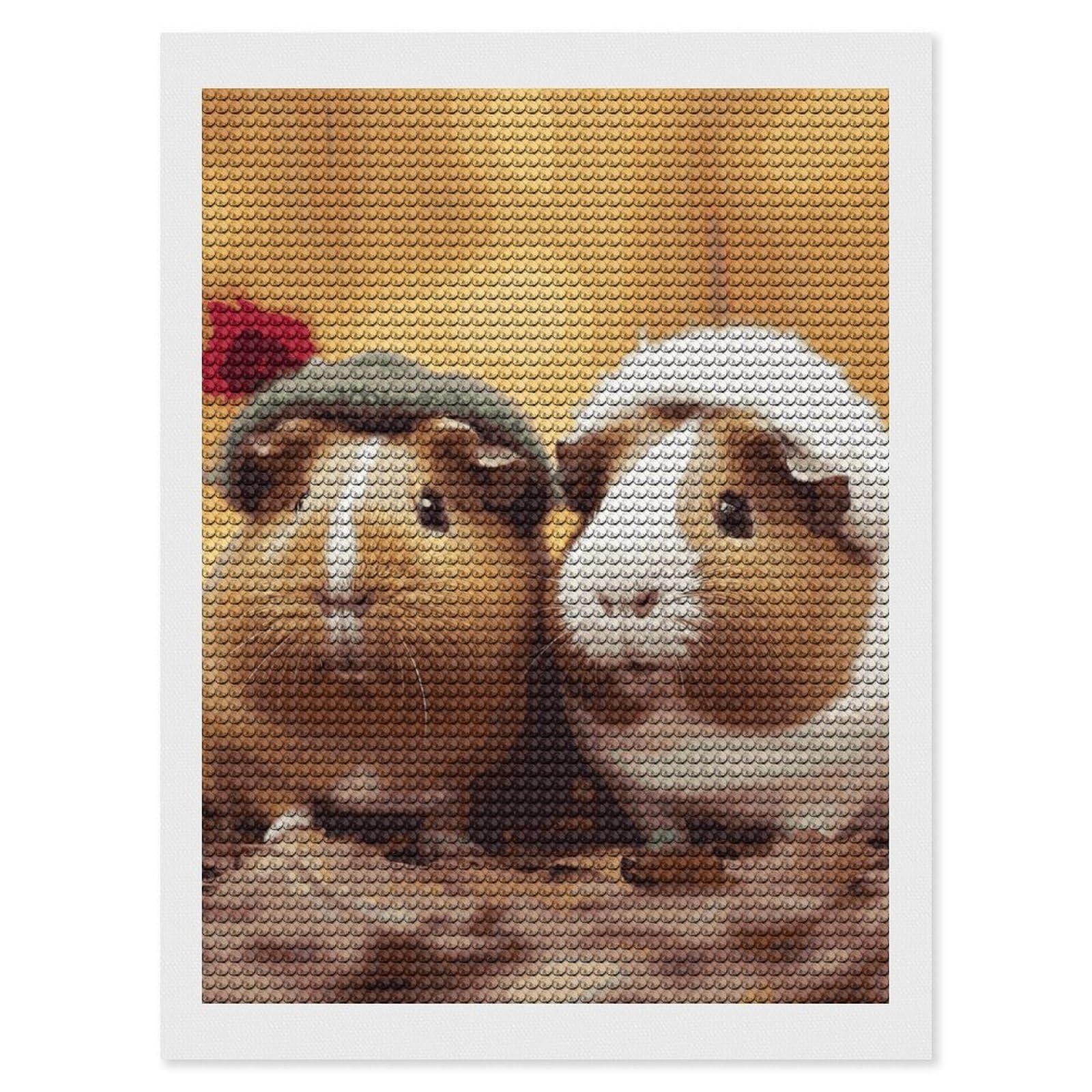 DWVTSLH Cute Guinea Pigs Diamond Painting Kits for Adults, Personalized Diamond Photo Art Full Drill, DIY 5D Diamond Art Painting Kits for Beginners, Home Wall Decor 12"x16"