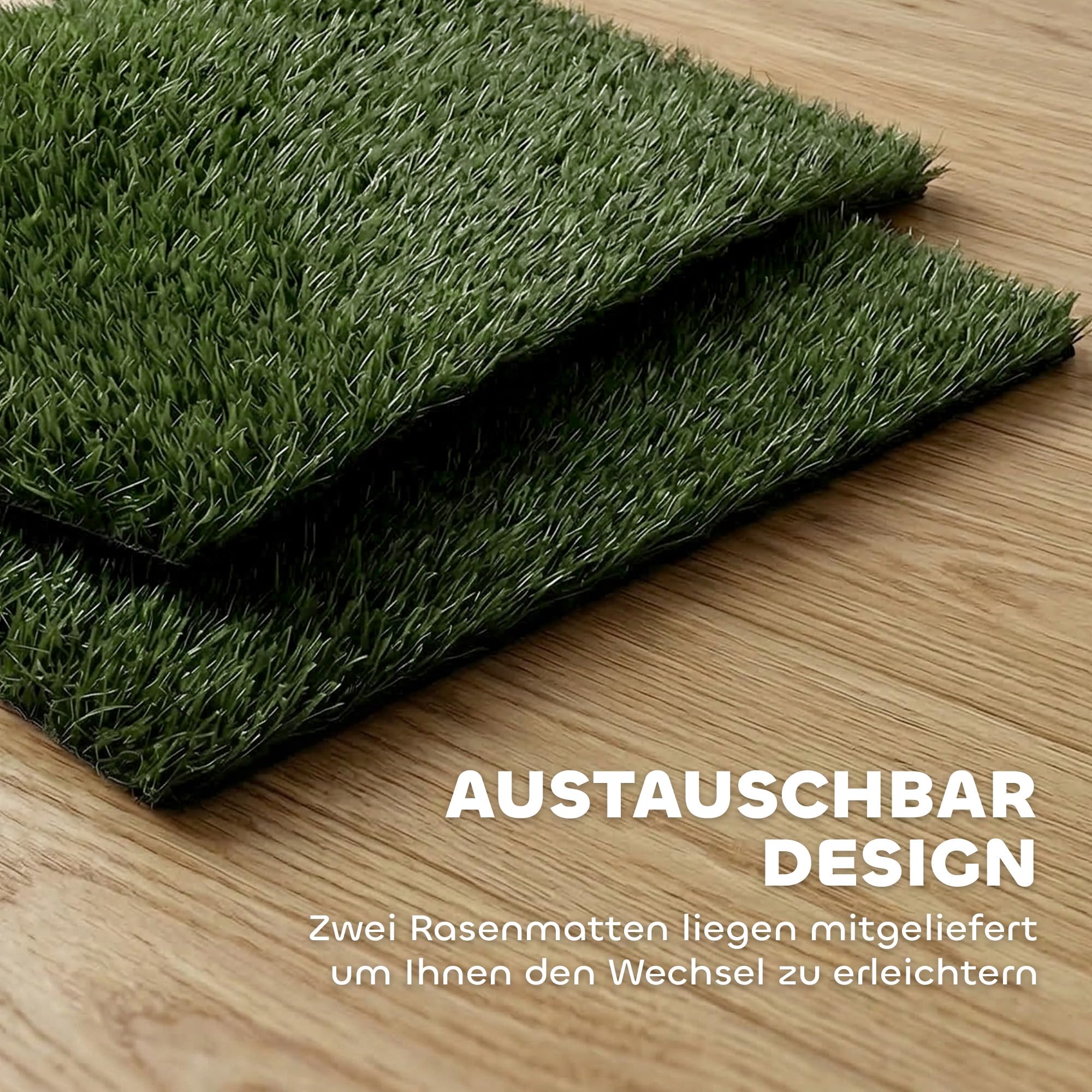 PawHut perros-wc 76 x 50,5 cm con 2 esteras de césped artificial, inodoro lavable para cachorros, aseo para perros-balcón, hogar o apartamento
