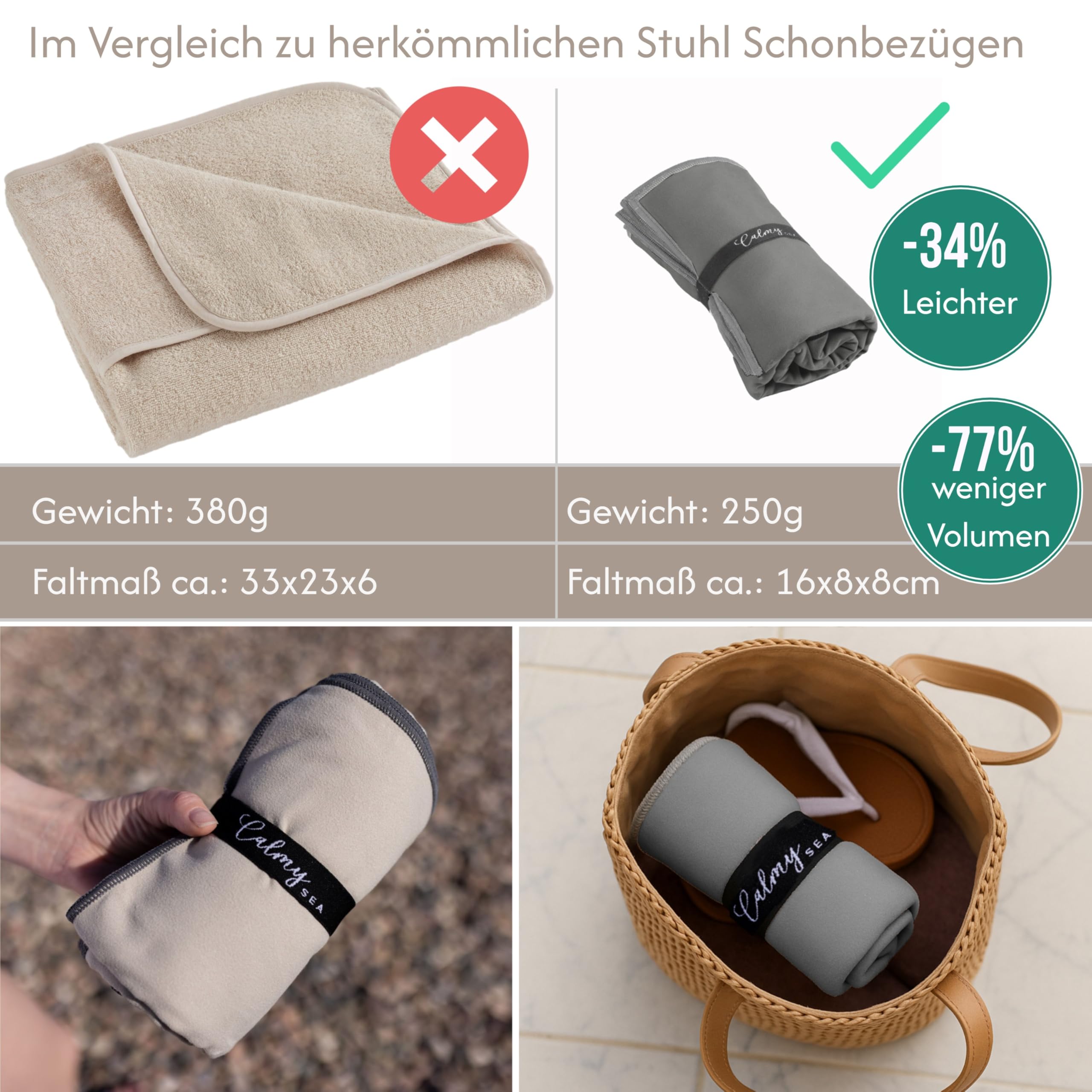 2X Schonbezug Gartenstuhl Hochlehner - 130x65cm mit Kapuze Microfaser Light Weight Schonbezüge für Gartenstühle Handtuch mit Umschlag Bezug Campingstuhl (Anthrazit, 2 Stück)