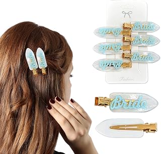 6Pcs Bride Hair Clips for Bachelorette Party Blue and White Bridal Hair Accessories Wedding Getting Ready With Me Set Bride Tribe Gift Bridal Shower Favors Bridesmaid Hairpins Somethin (Blue)