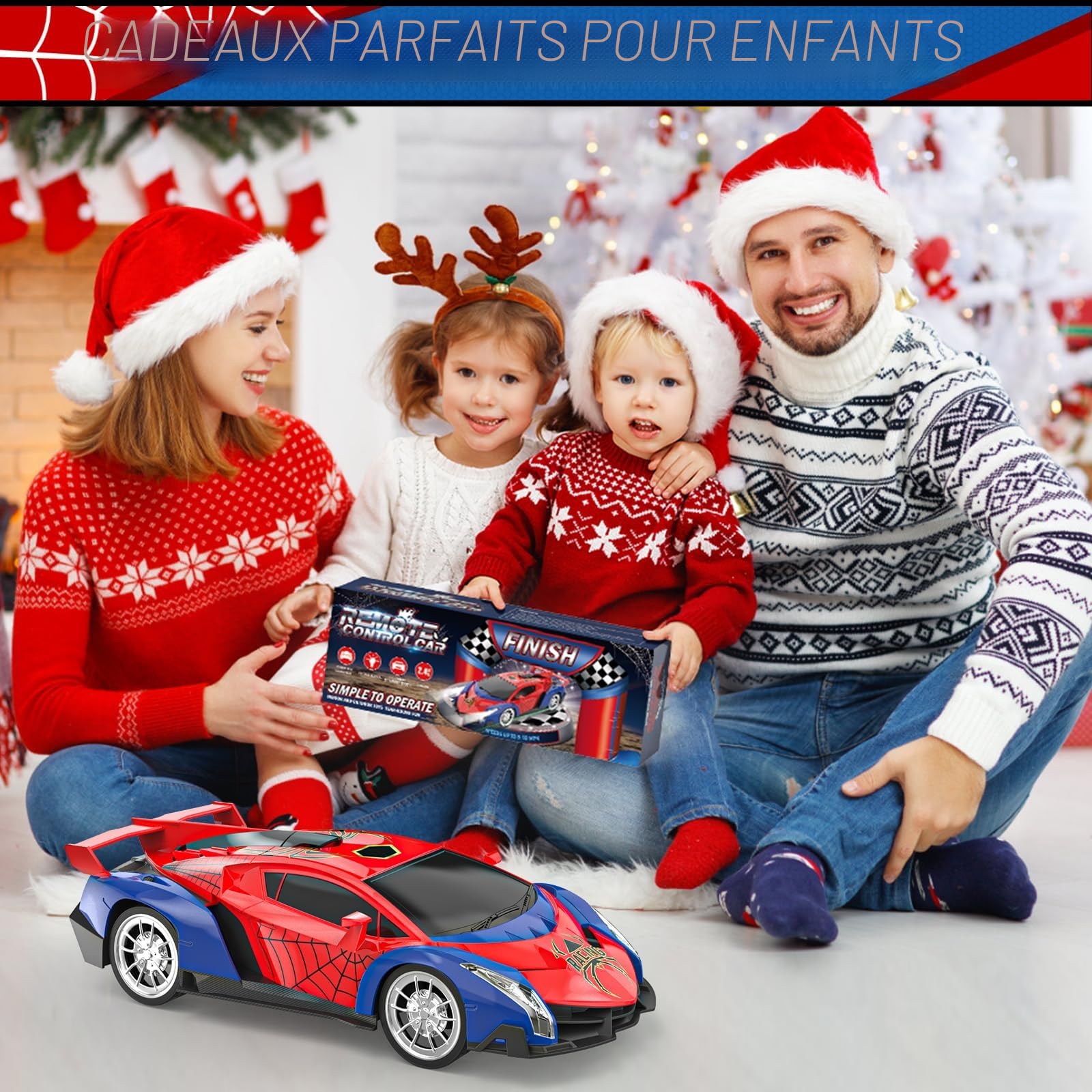 Mieryd Voiture Télécommandée, 1:18 Voiture de Course Spider Jouet Garçon | Cadeau Enfant Fille 3 4 5 6 7 8 Ans Voiture Radiocommandée à Batterie Jeux Intérieur Extérieur Véhicule Téléguidée Drift Cars