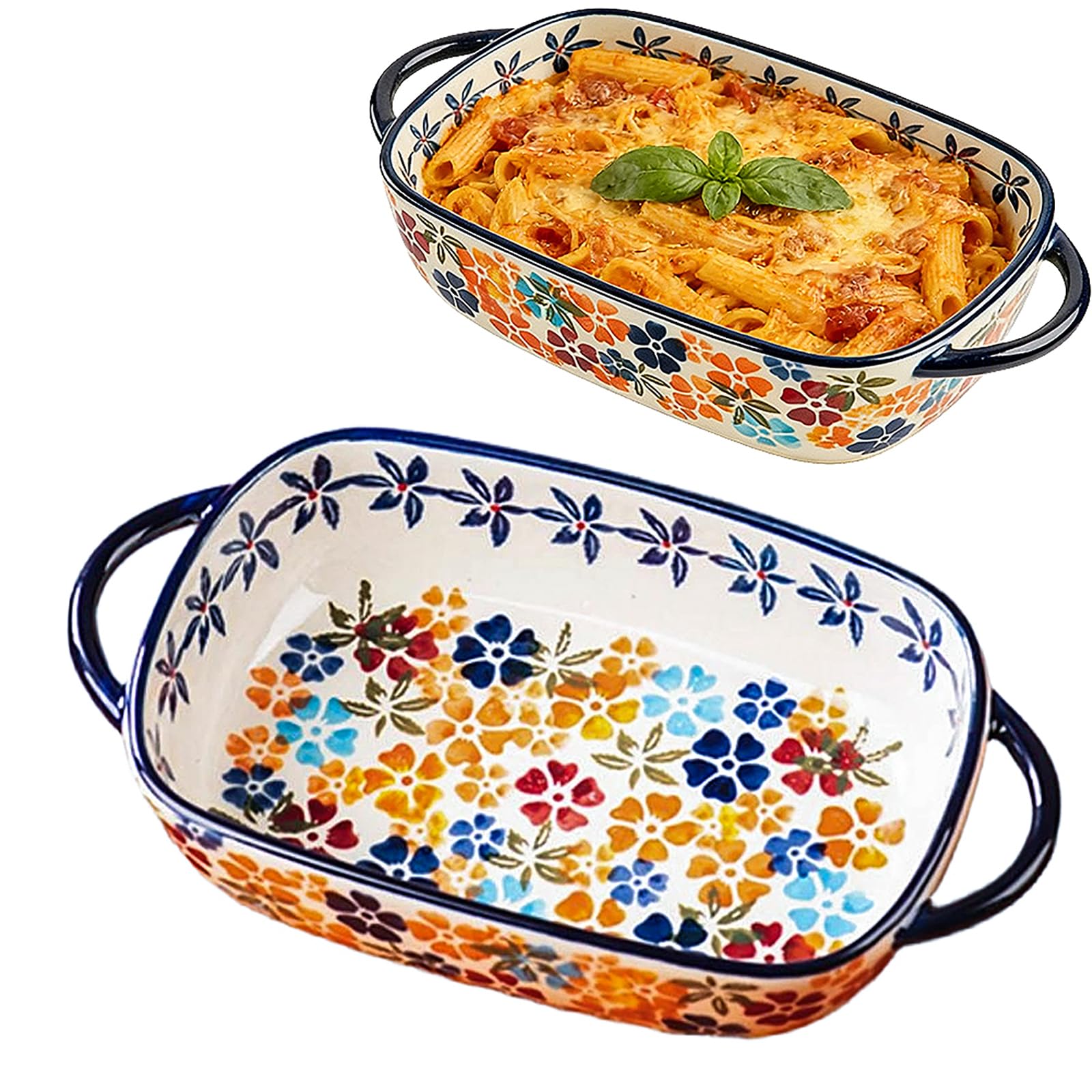 Teglia da Forno in Ceramica 600 ml, Pirofila con Manici 19,5 x 13 x 5 cm, Piatto da Forno per Lasagne, Pasta al Forno, per Friggitrice ad Aria, Forno, Microonde (Giallo)