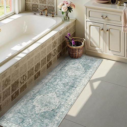 Miniatura 161 de LIVEBOX Alfombra lavable de 2 x 6 pies para baño, tapetes de cocina antideslizantes para entrada de piso, tapete bohemio para puerta delantera