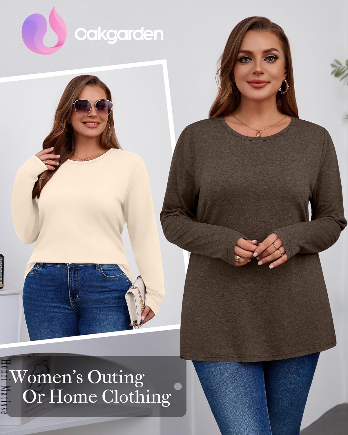 3 Pack Women's Plus Size T Shirts Long Sleeve Crew Neck Tops Casual Basic Loose Fit Fall Tees Tunic Outfit - Image 4