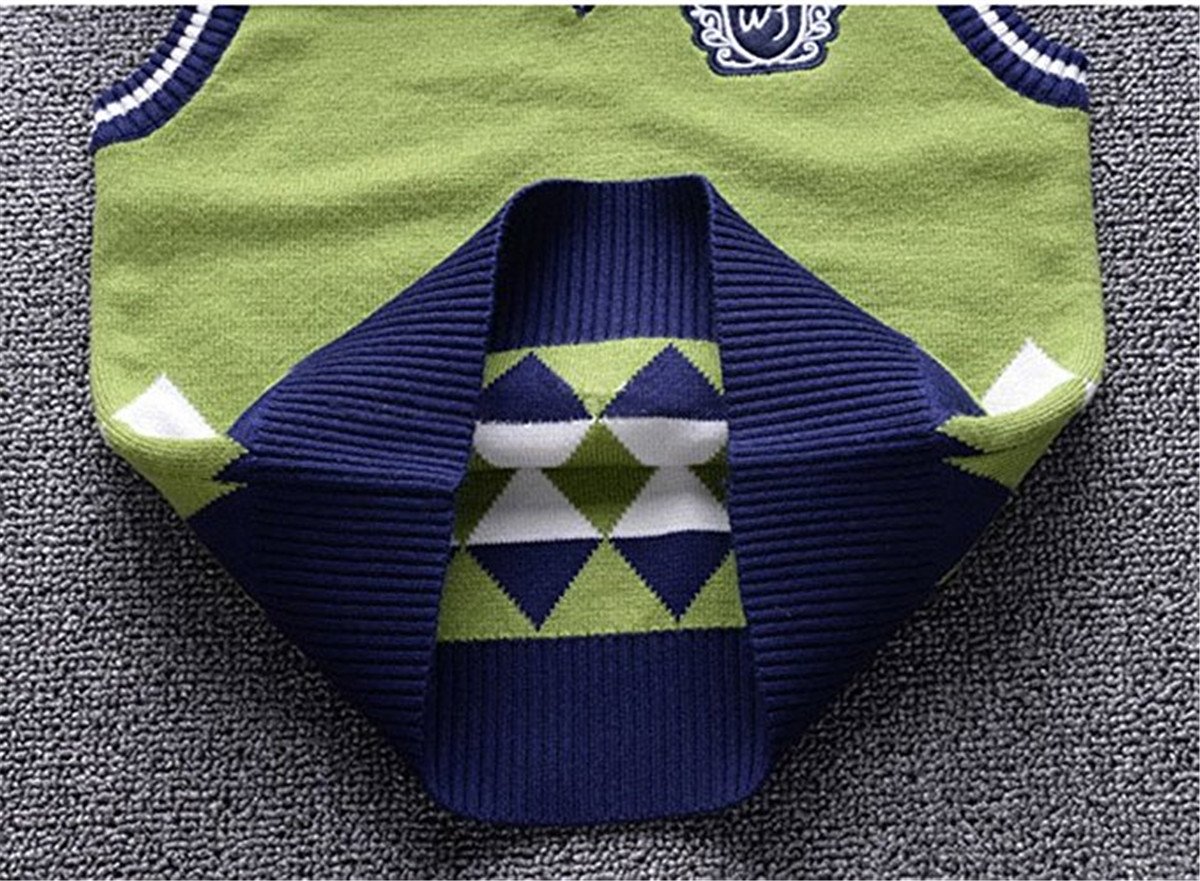 JELEUON Baby Boys Toddler V-Neck Argyle Soft Pullover Waistcoat Sweater Vest (5-6 Years, Green)
