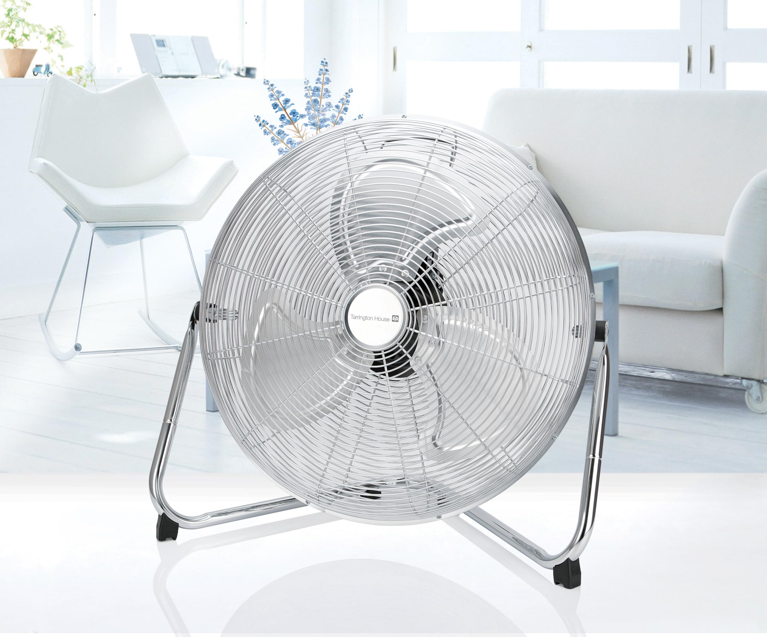 Tarrington House Bodenventilator/Windmaschine WM2300, Metall/Aluminium, Ventilatorflügel: Ø 45 cm, 3 Geschwindigkeiten, 110 W, silber