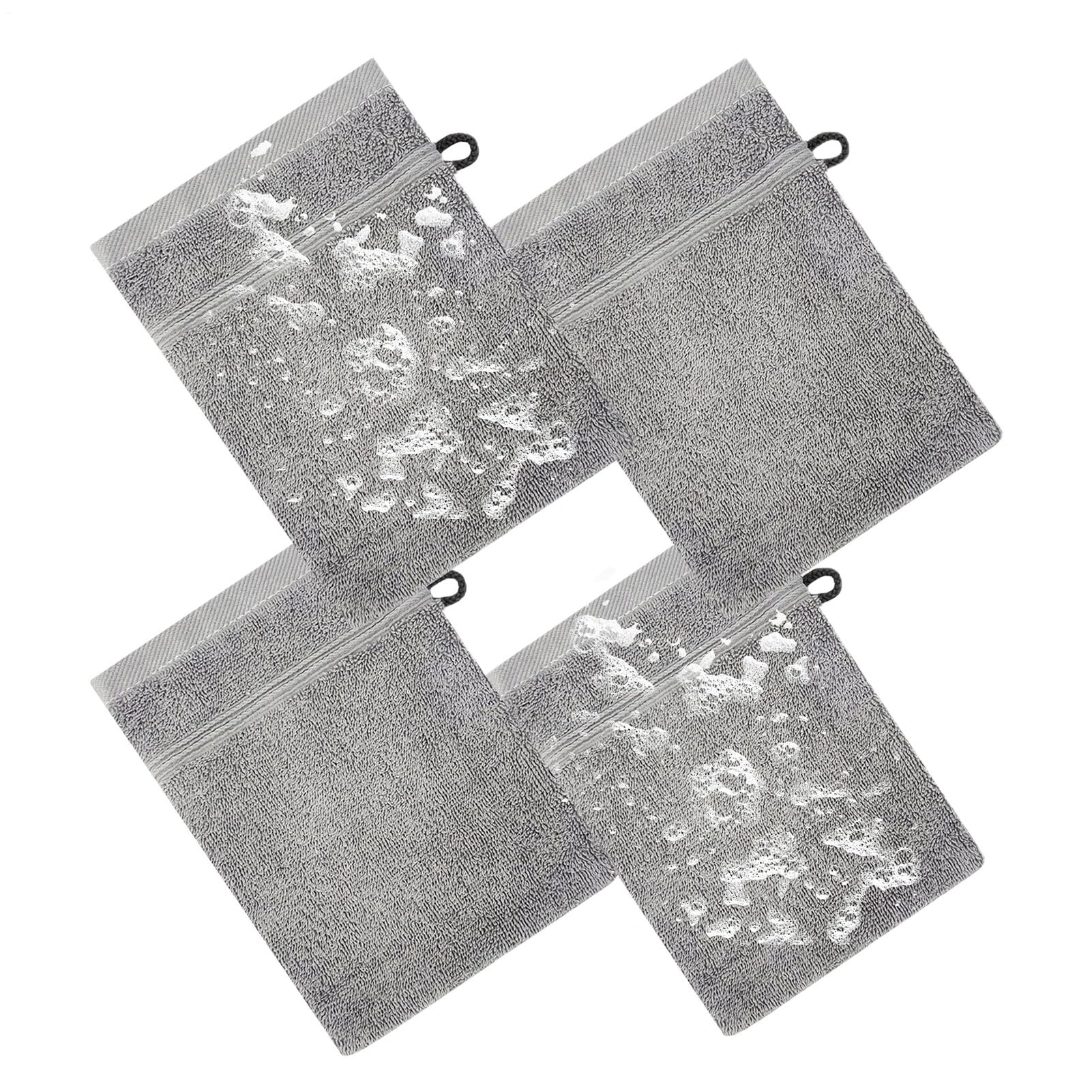 Waschhandschuhe für Körper & Schrubber, saugfähiges Baumwollhandtuch, 4 Stück - Hautpflege für Damen & Herren, Kinder & 