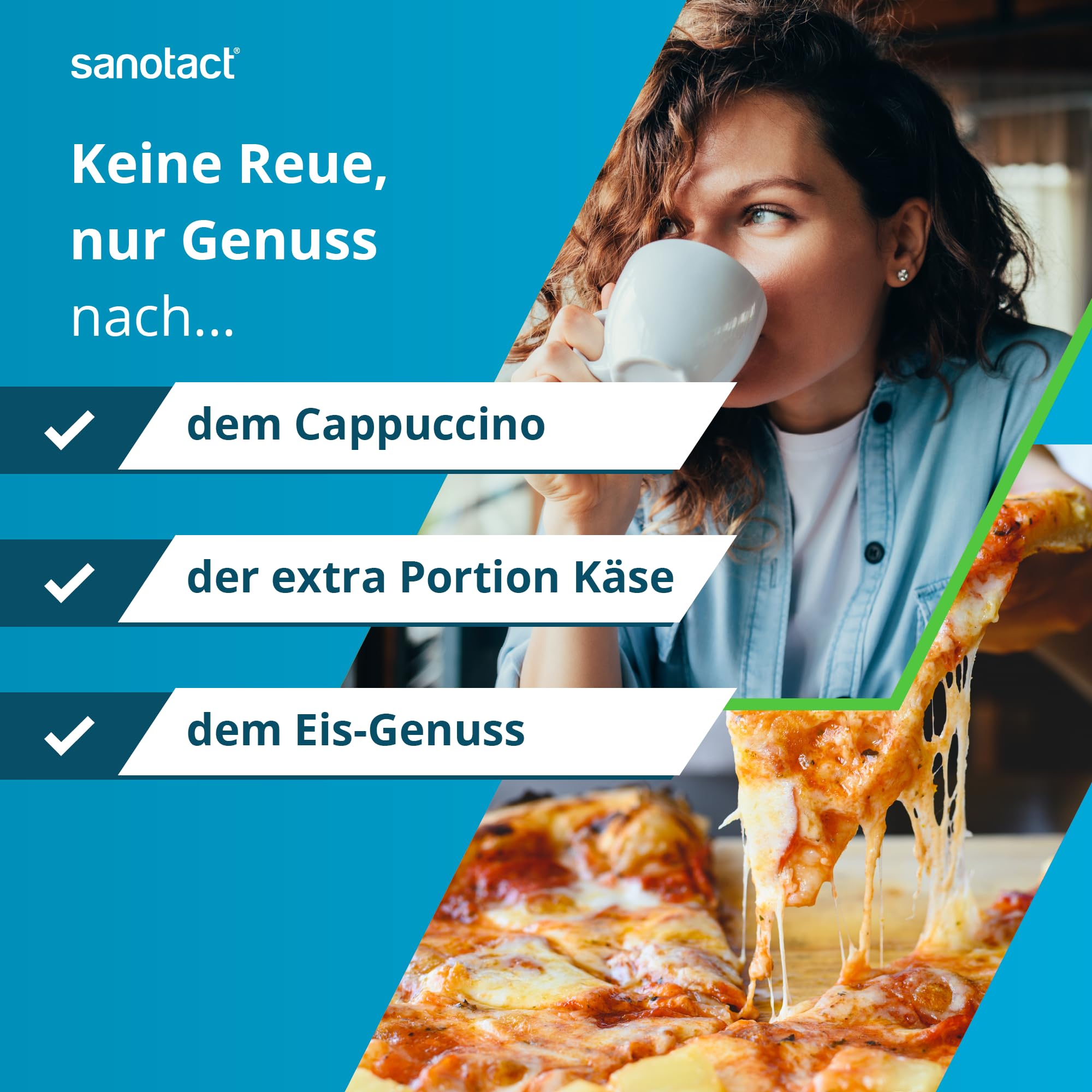 sanotact Laktase 24.000 6h DEPOT (40 Laktasetabletten) • Laktose Tabletten mit Depot-Wirkung • Bei Laktoseintoleranz & Milchunverträglichkeit • Sofortwirkung & 6h Langzeit-Depot
