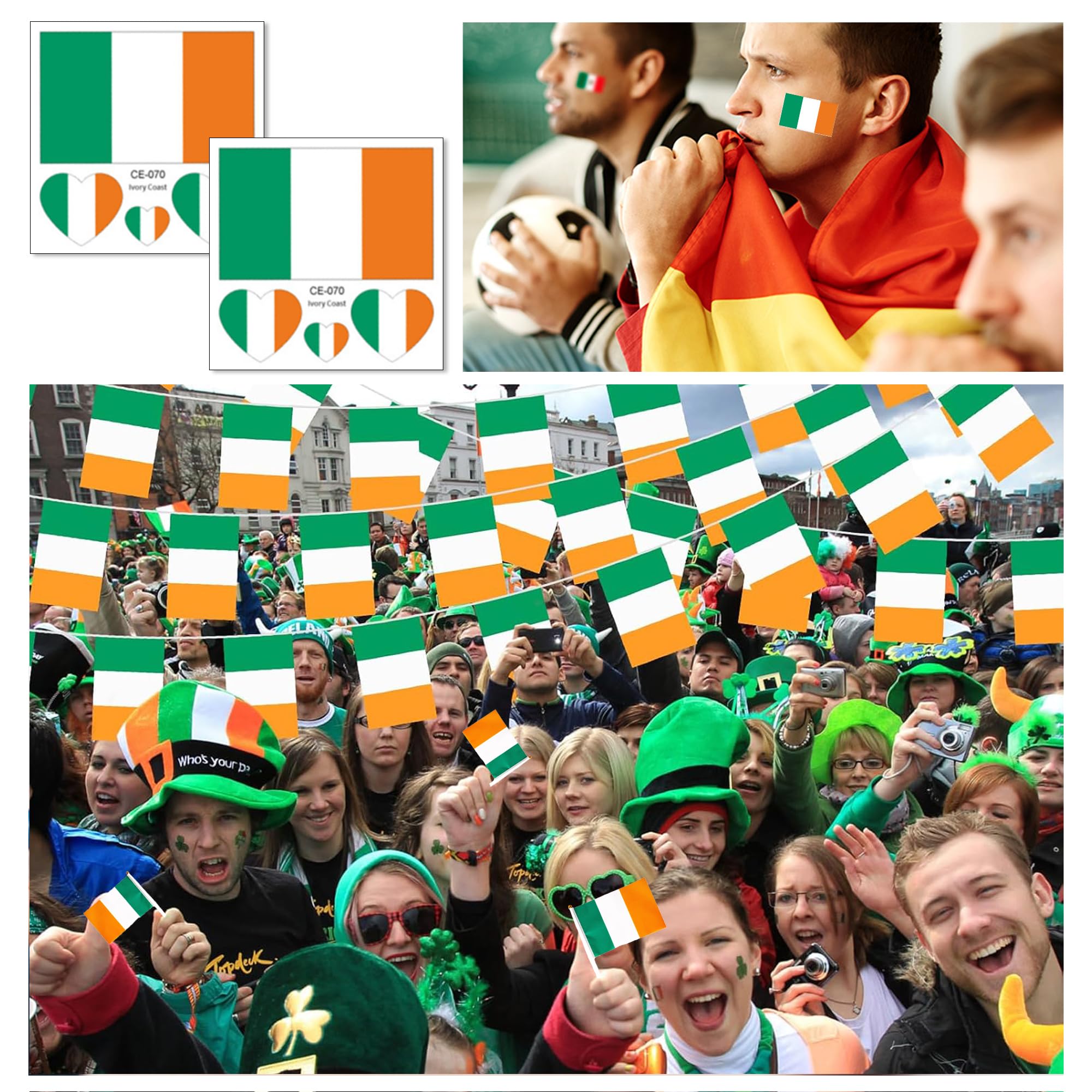 10pcs Irish Flag on Sticks & 2pcs Tattoos - Image 4