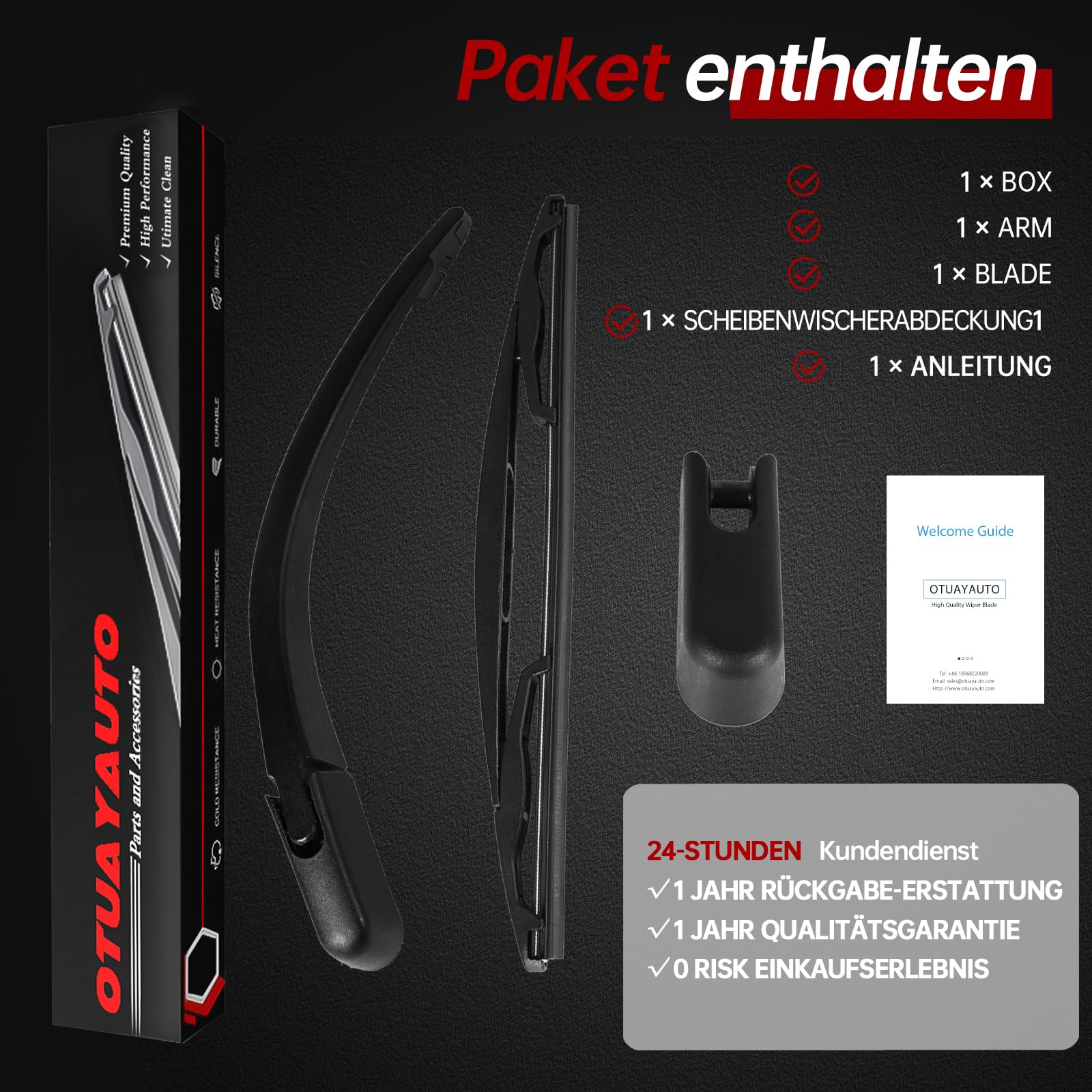 OTUAYAUTO Tergicristallo posteriore - Tergicristallo posteriore per Citroen C1 2005-2016, Peugeot 107 2005-2016