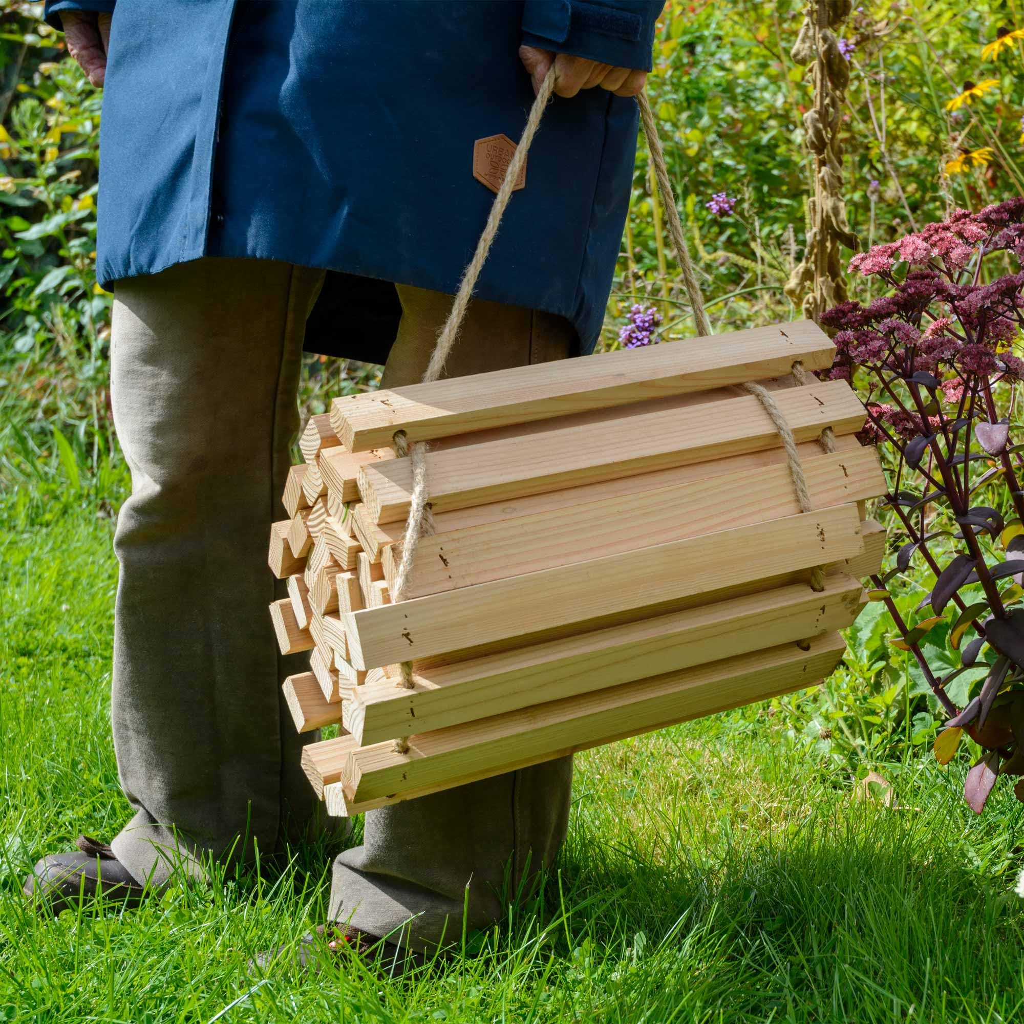 dobar® Green Label - Camino de jardín móvil de Madera de Abeto Abeto (Madera Maciza, con Asas de Yute)