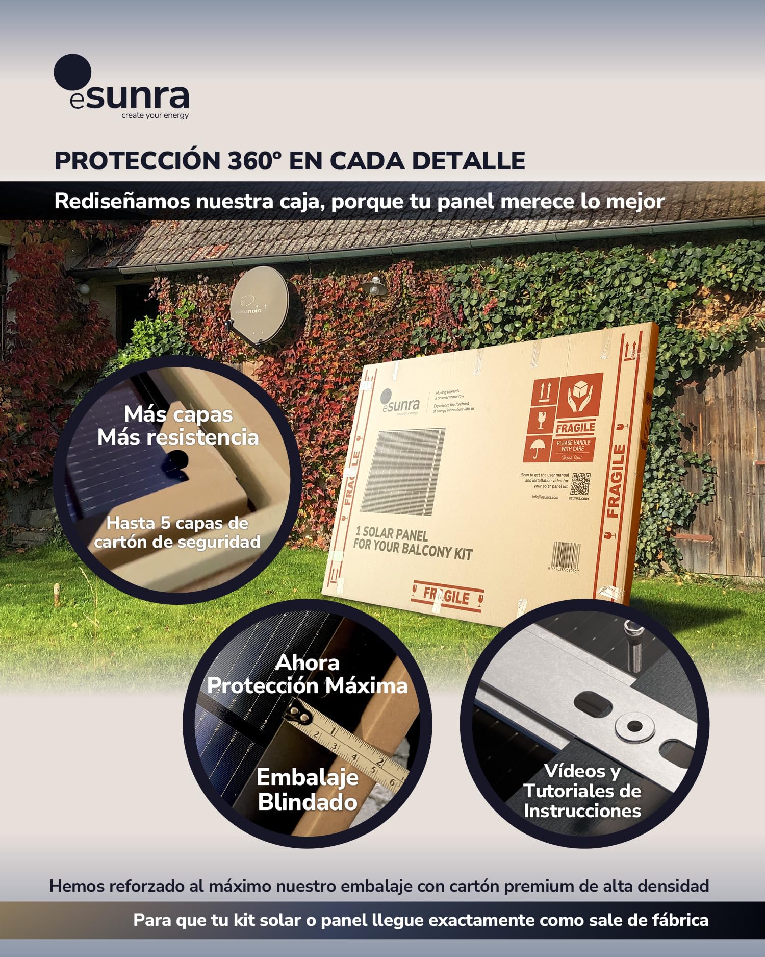 2 paneles solares bifaciales de 430W - Tecnología TOPCon - Rendimiento del 22% - Cables de 1,2m - ALLBLACK 2SX Model