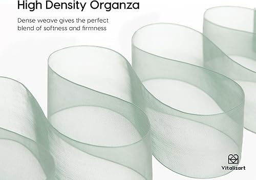 Miniatura 3 de Vitalizart Cinta de organza de 1.5 pulgadas x 30 yardas, color crema, blanco, oro rosa y verde polvoriento, cintas transparentes para envolver