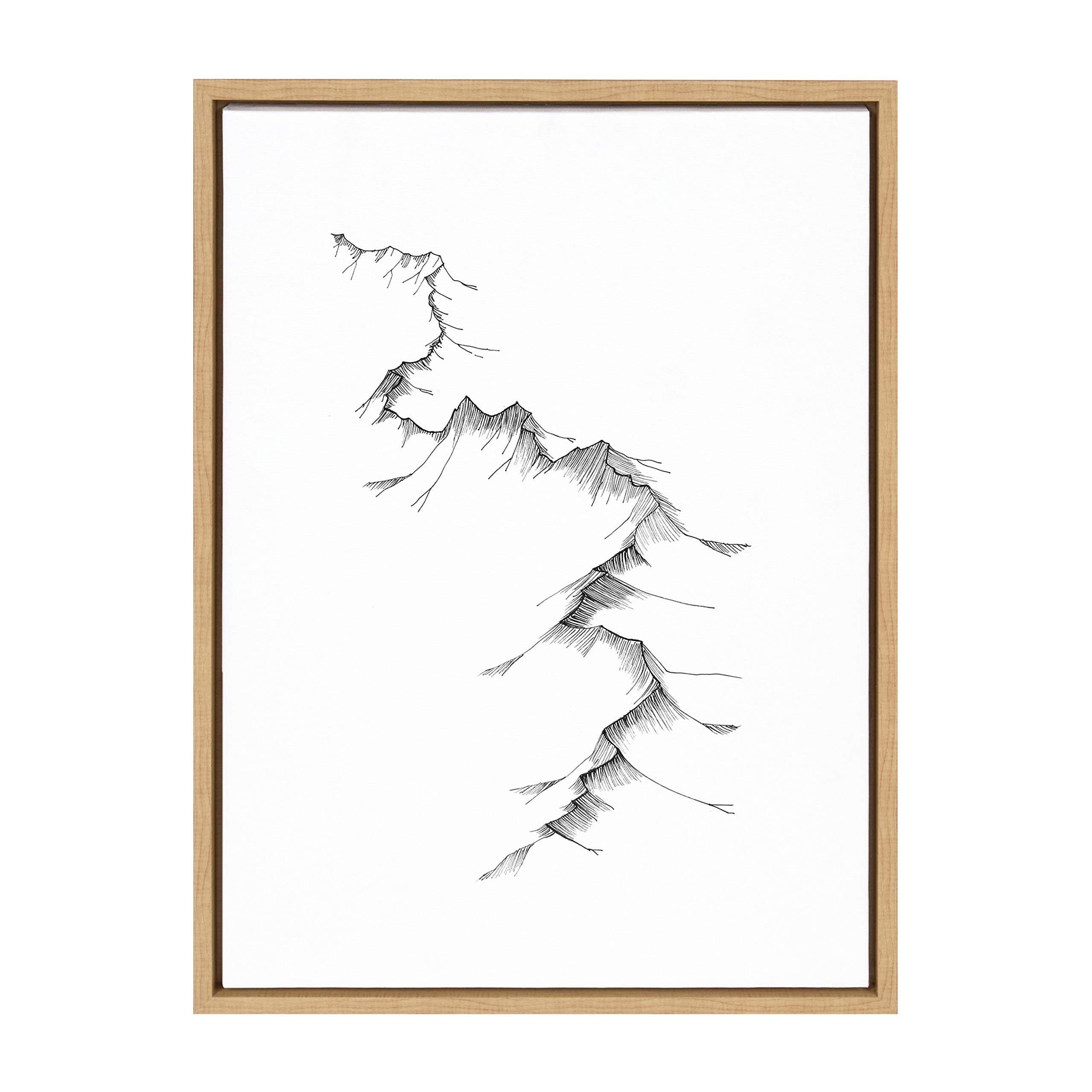 Kate and LaurelSylvie Mountains Framed Canvas Wall Art by Viola Kreczmer, 18x24 Natural, Black and White Nature Art for Wall