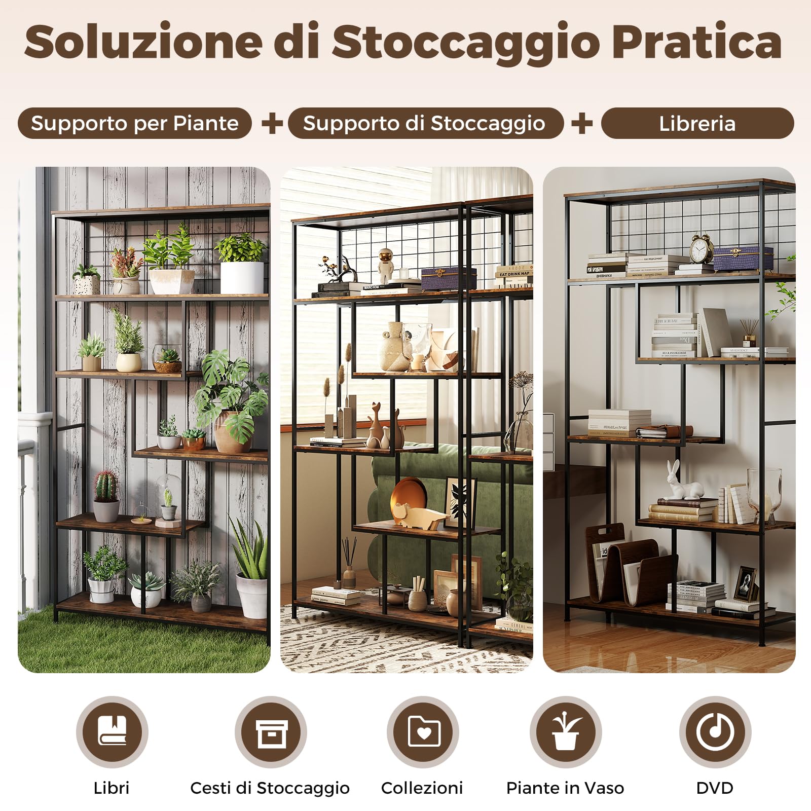 COSTWAY Scaffale Porta Piante a 6 Livelli con Rete Metallica