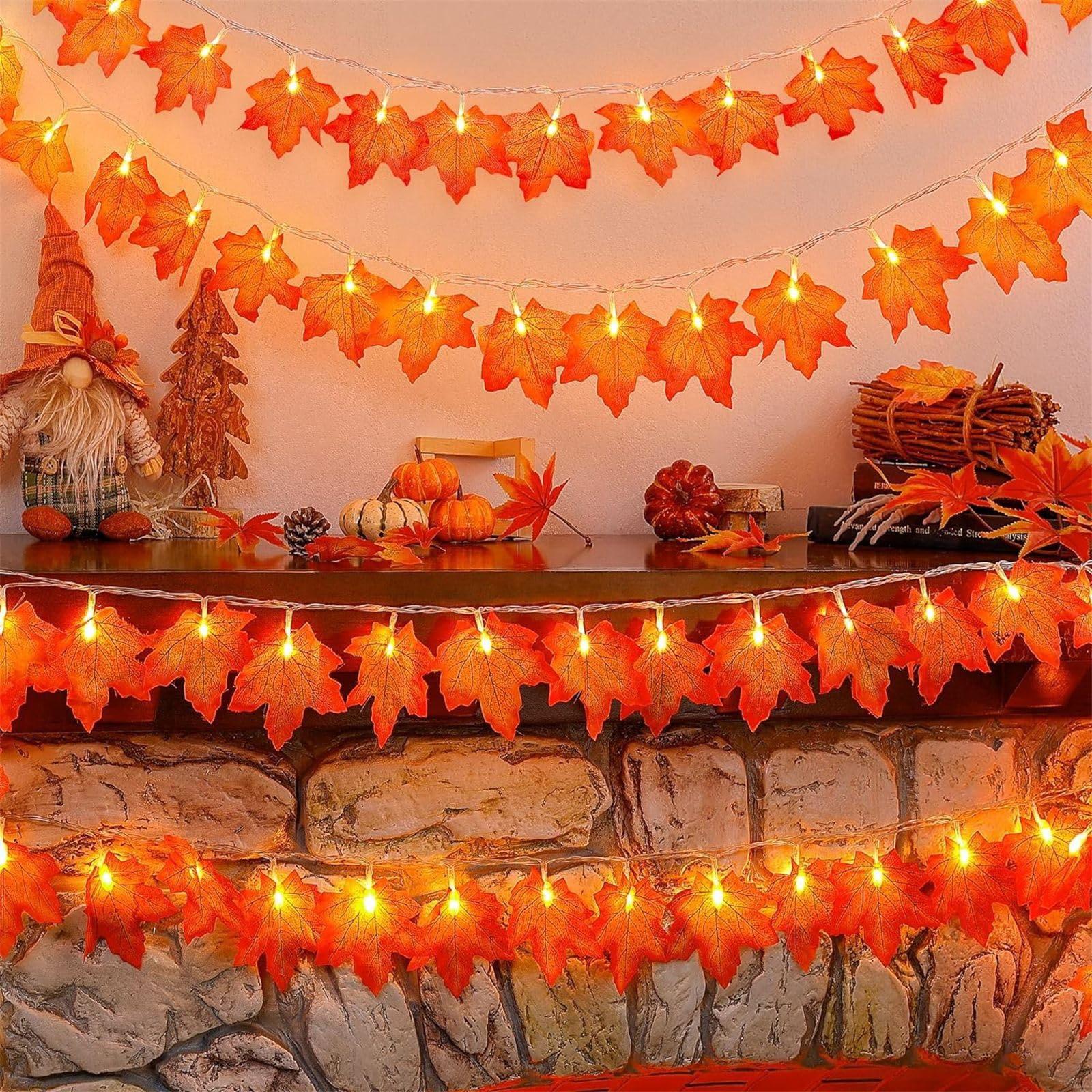 Amazon.co.jp: himsyuden もみじ 飾りライト 紅葉 40枚 ledライト 6m