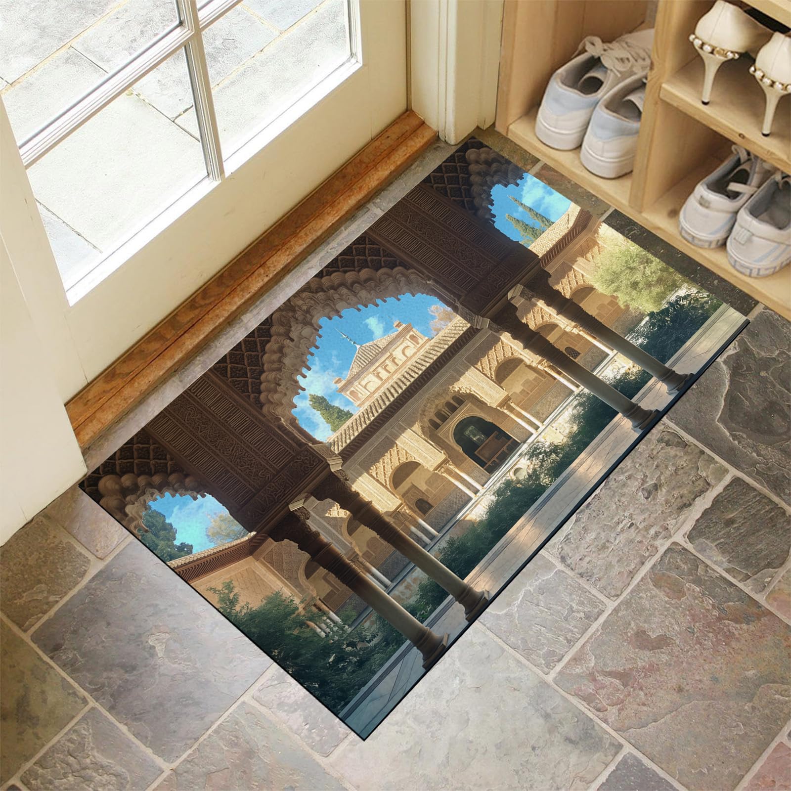 Tapis de sol antidérapant et lavable en machine avec microfibres absorbantes