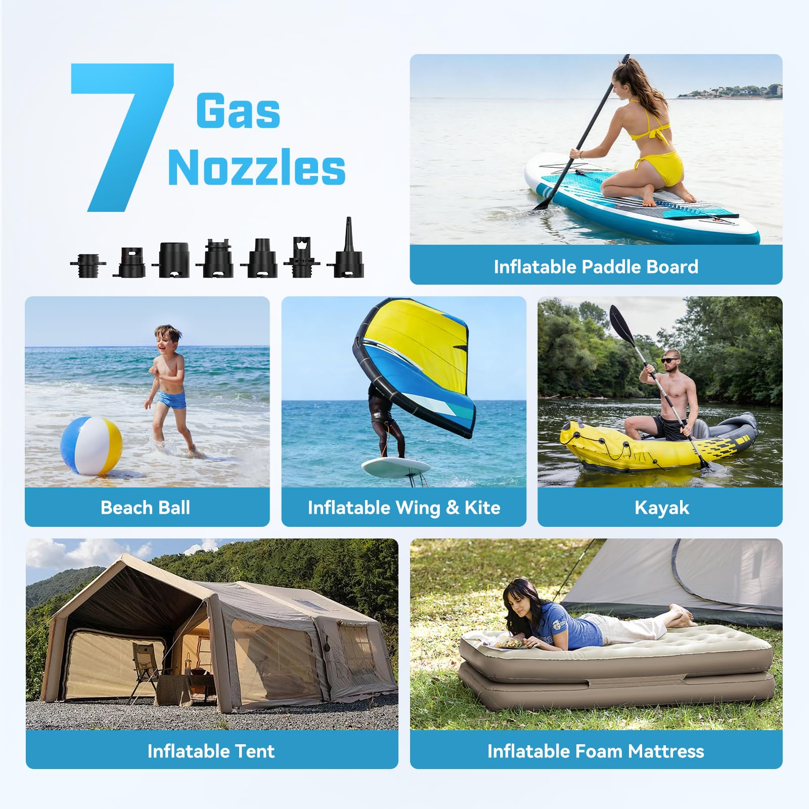 Hydrohero Pompe Paddle Board Rechargeable, Pompe Sup Électrique Portable 20PSI Max, Gonflage/Dégonflage Double Étape, Écran LED, Arrêt Automatique, pour Paddle, Kayak, Bateau Gonflable, Tente