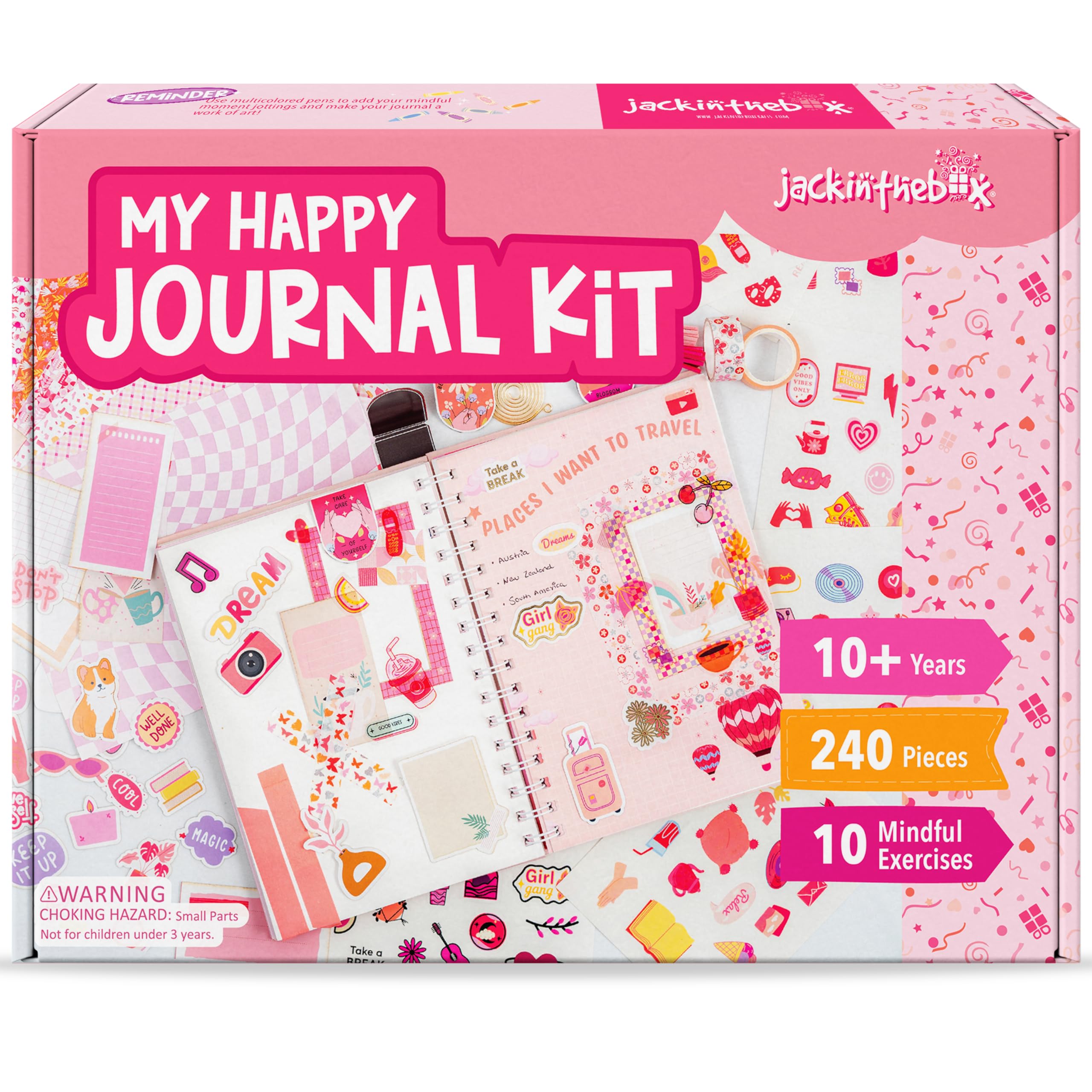 jackinthebox DIY Journal for Girls Ages 8-12, 242 pcs, Journaling kit, Tween Scrapbook, Includes 10 Mental Health Exercises, Girls Diary 8 9 10 11 12 Years