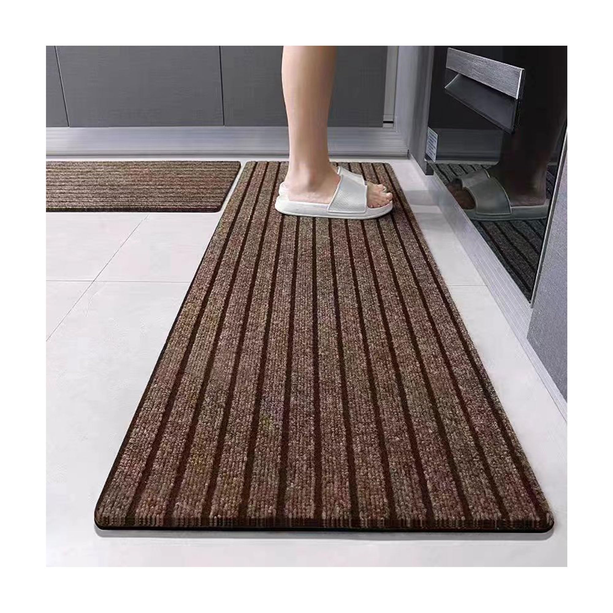 Tapis de couloir antidérapant et lavable à poils courts pour entrée