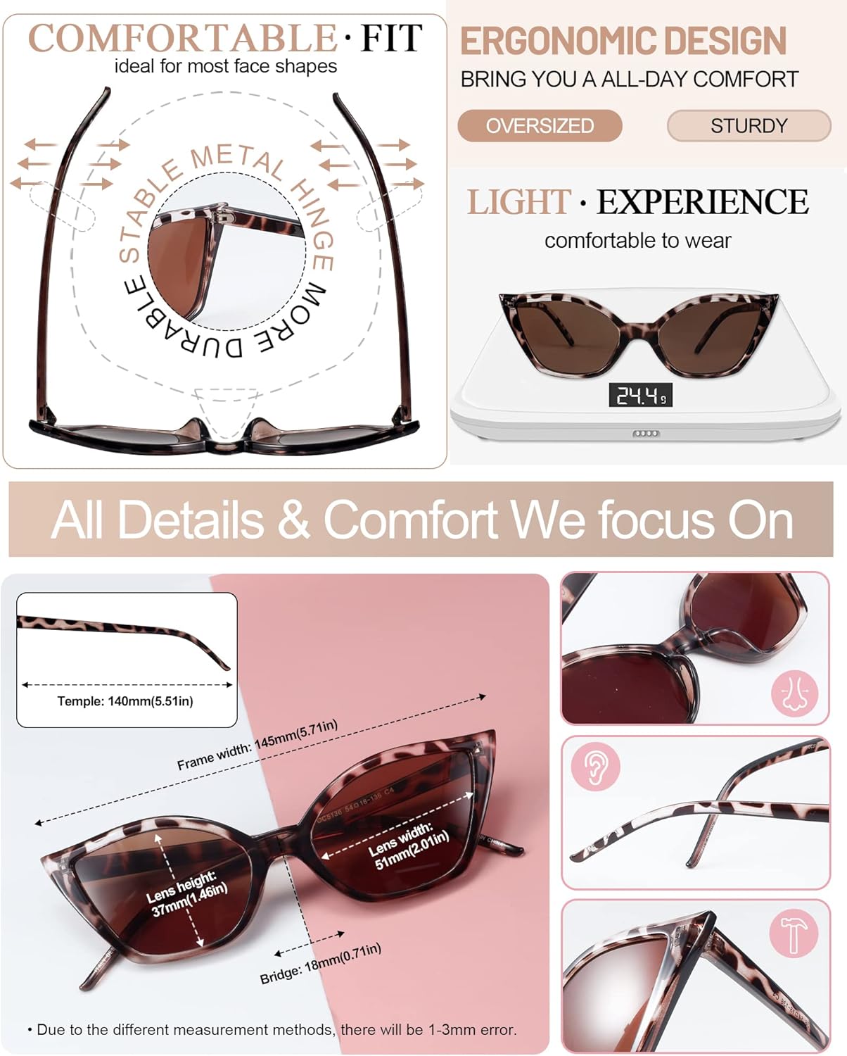 MARE AZZURO Cat Eye Reader Sunglasses 1.75+ Women UV Protection Outdoor Reading Glasses 1.0 1.25 1.5 1.75 2.0 2.25 2.5 2.75 3.0 3.5 4.0 (Leopard/Brown lens, 175)
