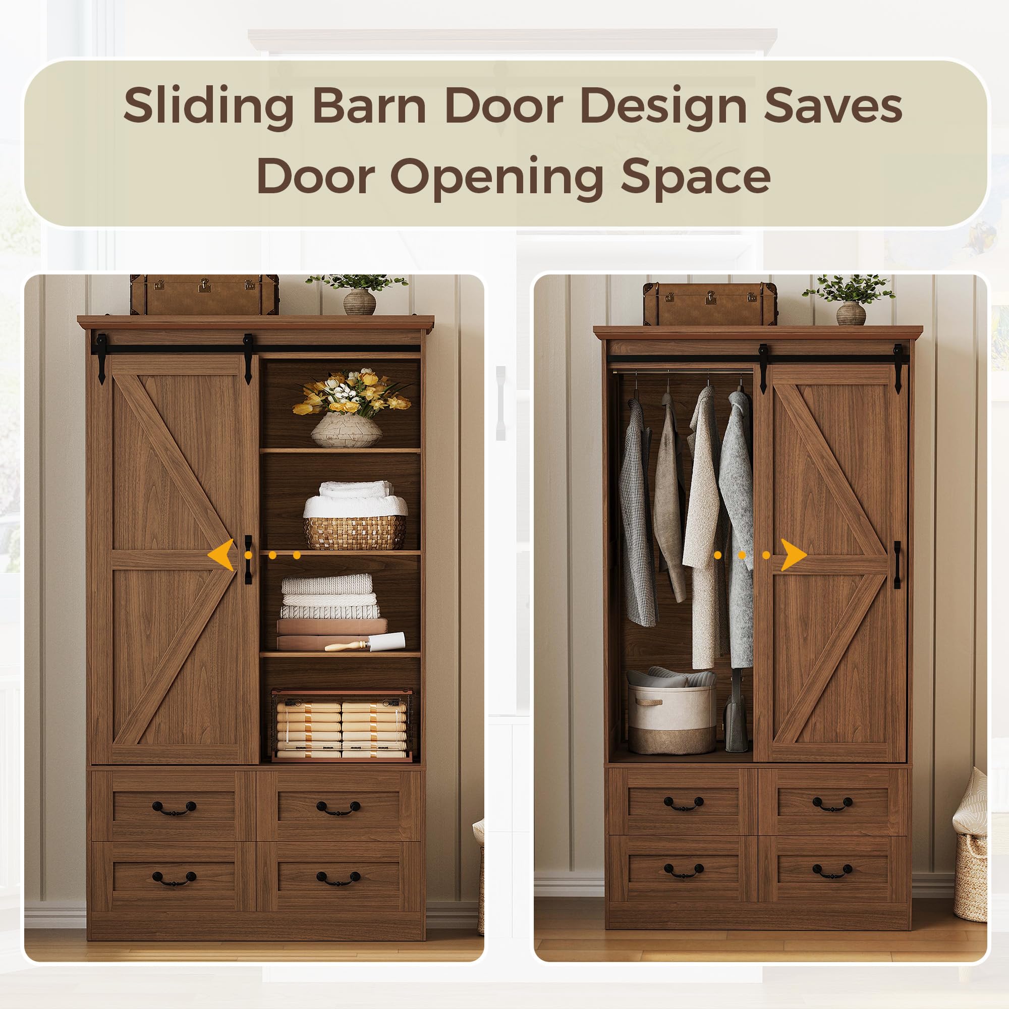 Best Wood Wardrobe Closet Picks for 2026 1 IRONCK Armoire Wardrobe Closet with 4 Drawers,71' Wardrobe Cabinet with Sliding — product photo