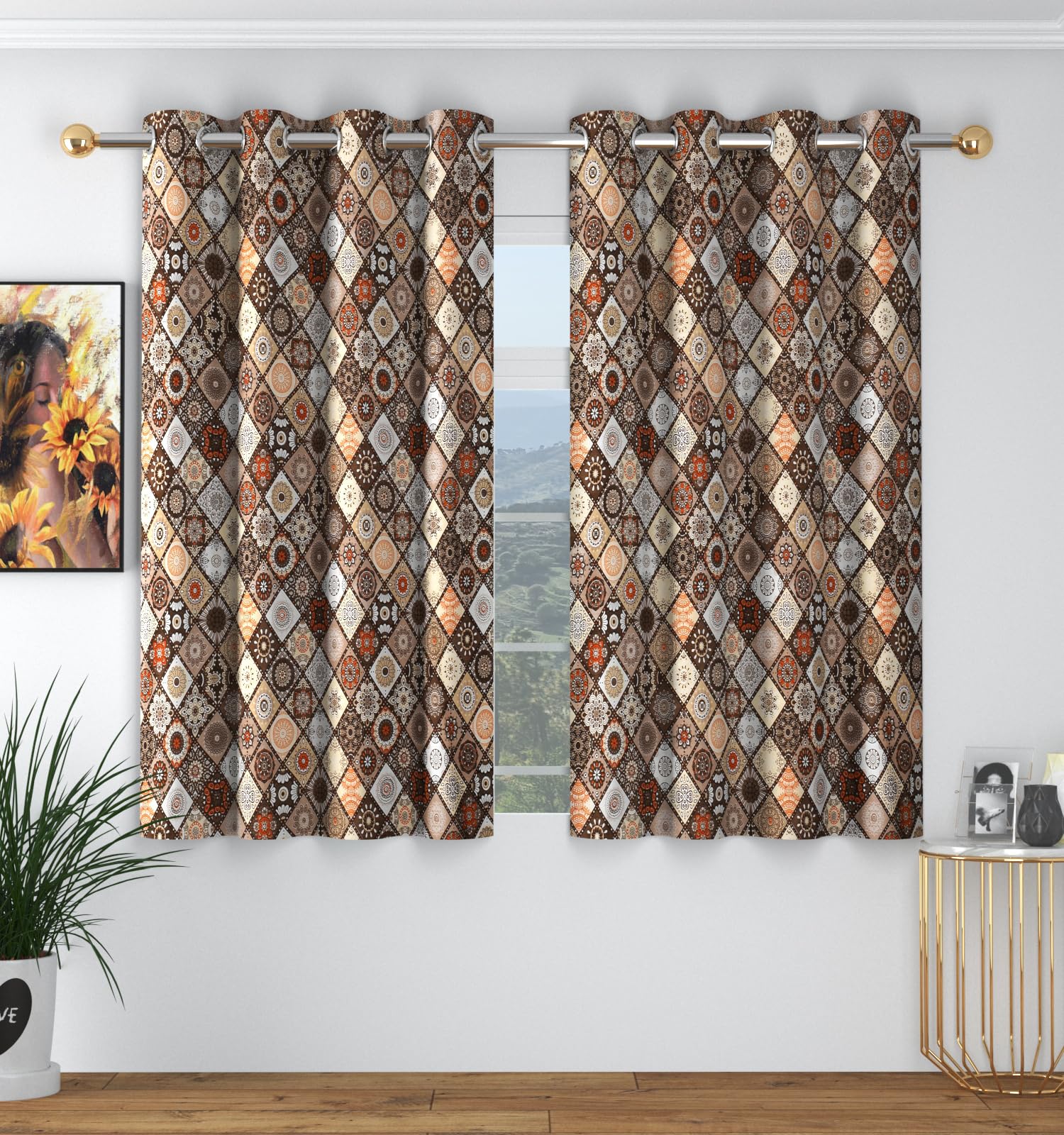 BSB HOME 2 Pieces Traditional Printed Plastic Eyelet Polyester Room Darking Decorative Window Curtains - 5 Feet, Multicolour (B0D78V28FD) Amazon Price History, Amazon Price Tracker