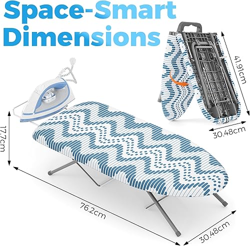Miniatura 2 de KINGBOARD Tabla de planchar de mesa, tabla de planchar pequeña con soporte para planchar, tabla de planchar plegable, cubierta extragruesa, tabla de