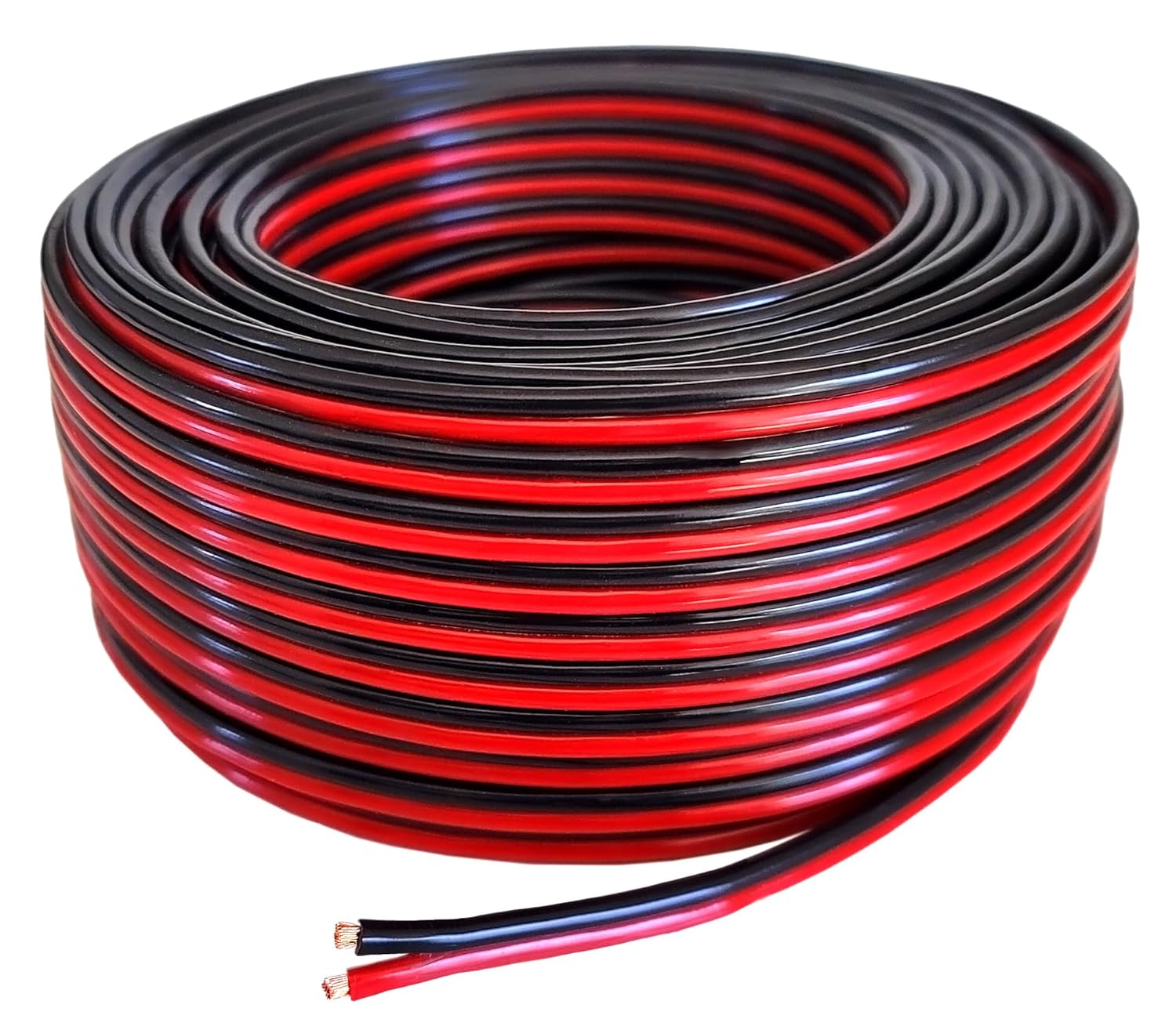 Pure Copper 14 AWG (American Wire Gauge) Stranded OFC Flexible Red Black 2 Conductor Bonded Zip Cord Automotive Power Speaker Cable for Car Audio Amplifier LED Trailer Light Harness Wiring (100 Feet)