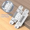 bartuda Hidden Door Hinge 5.5 Inch Hidden Hinges for Doors 180 Degree Swing Hidden Door Hinges Invisible Hinge 3 Way Adjustable Butt Hinge Silent and Smooth 2pcs, Silver 5.5x1.2in open 180°