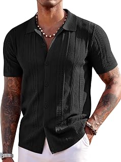 COOFANDY Men's Short Sleeve Knit Polo Shirt - Breathable Button Down Casual Beach Summer Shirt