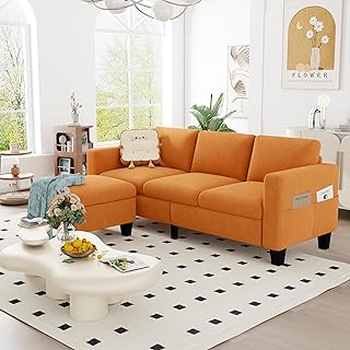 ZeeFu Convertible Sectional Sofa Couch,Classic 3 Seat L-Shaped Sofa Set ...