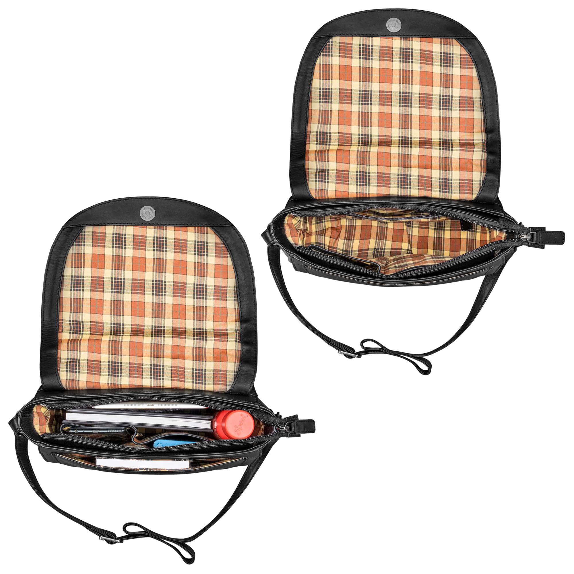 STILORD "Fleur Umhängetasche Damen Leder Mittel-Groß - Elegante Echtleder Handtasche zum Umhängen mit Magnetverschluss - Ideal als Freizeittasche mit Anti-Diebstahl Fach Farbe:luino - braun
