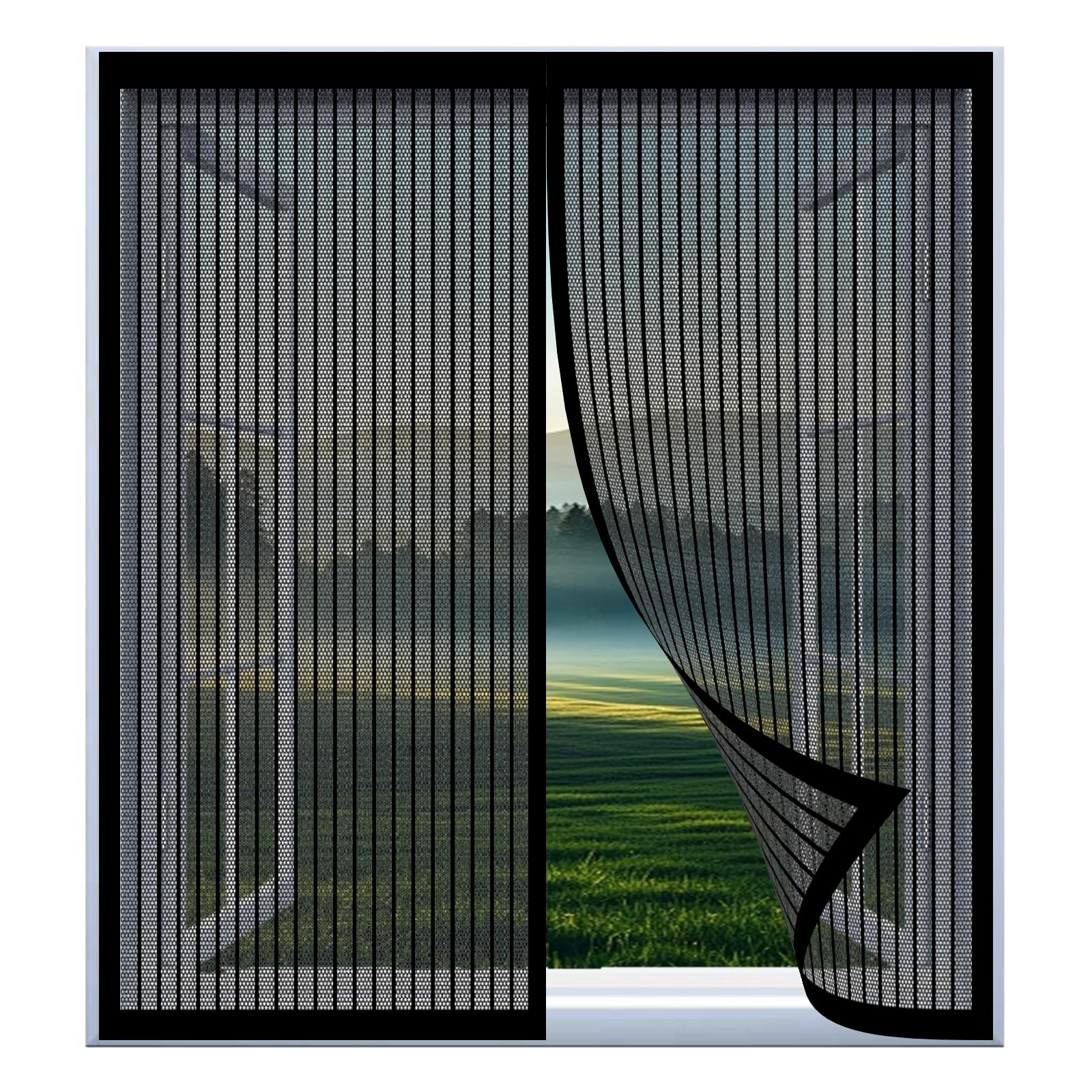 Yuanwan Black Mosquito Net For Window 105 X 117 Cm Easy Installation No Drilling Or Screwing Magnetic Fly Insect Screen For Windows Nets To Keep Bugs Out,