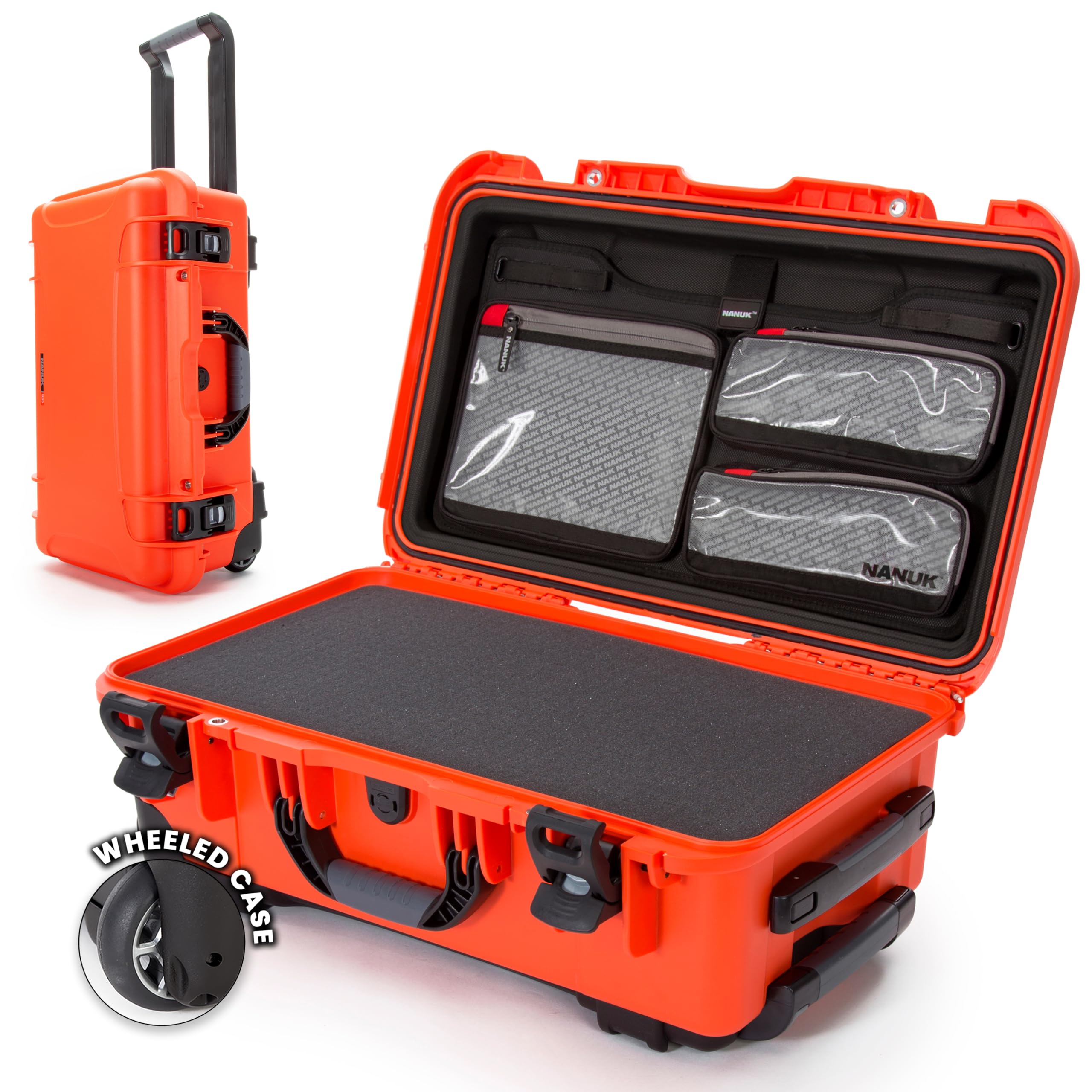 NANUK 935 Hard Case with Cubed Foam – Waterproof Protective Equipment Case with Wheels, 22” x 14” x 9” – Dustproof and Impact Resistant, Airline Carry-On Approved – Orange