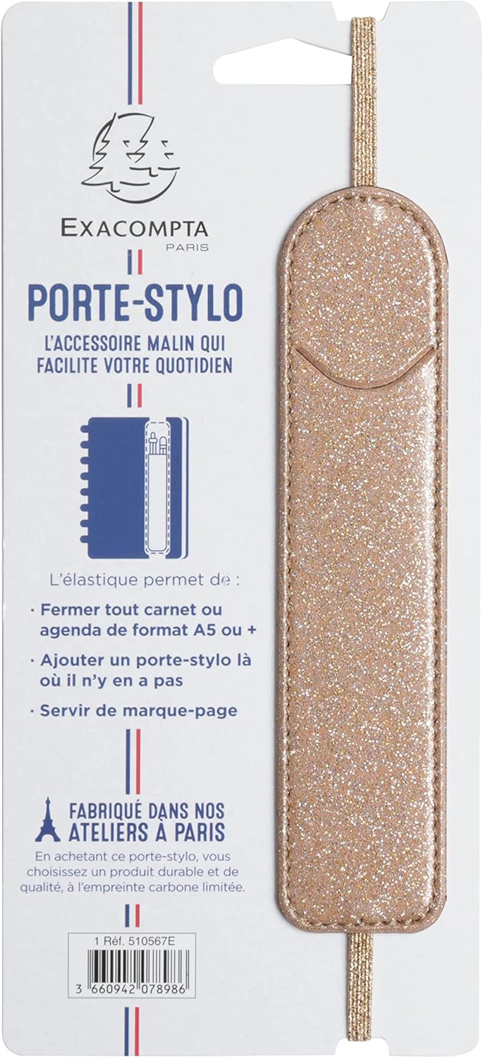 Exacompta - 5105173E - Eden Pen Holder with Elastic Band - 3.5 x 15.5 cm - Soft Gold
