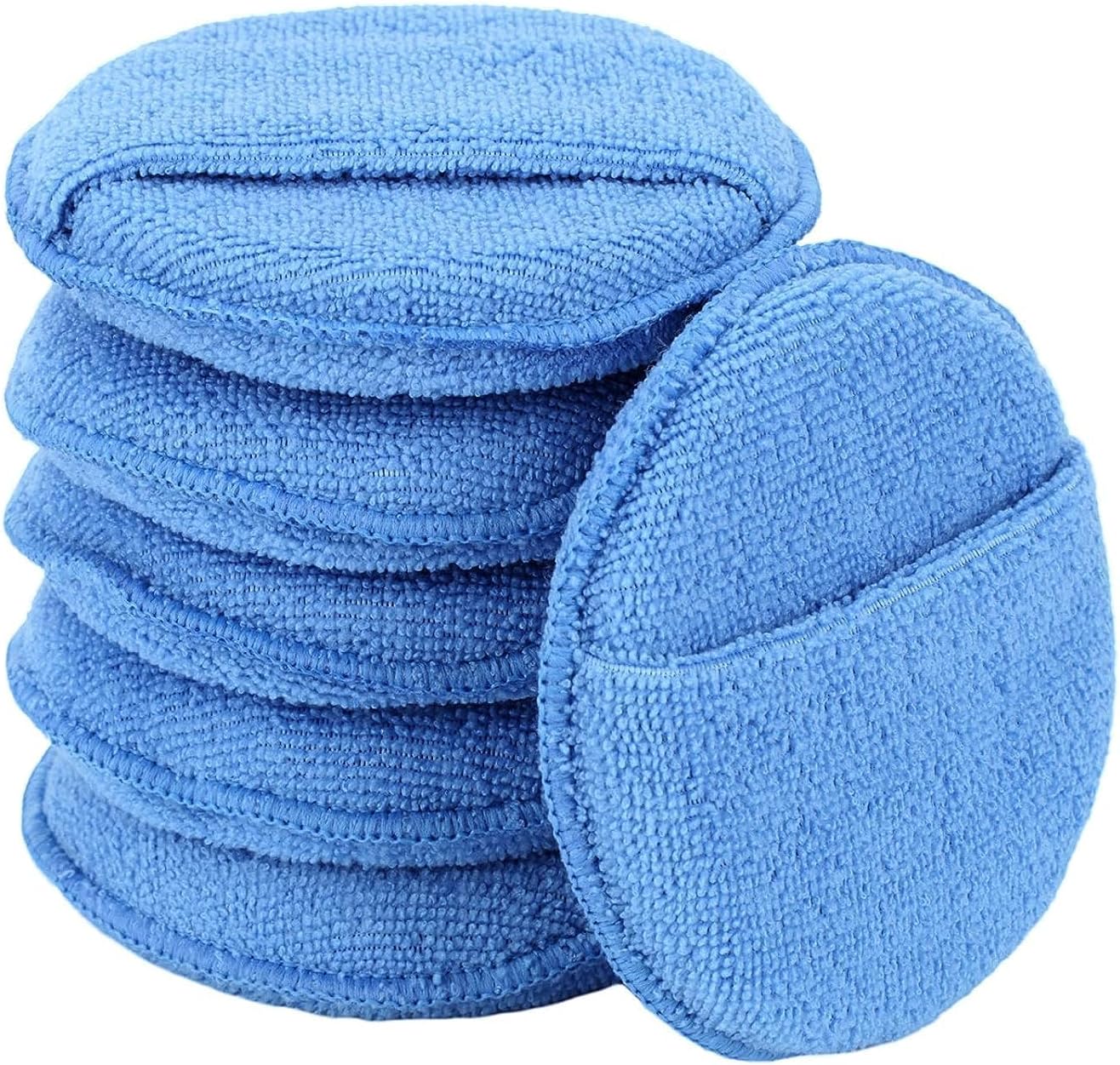 Microfiber Wax Applicator Pads, Car Wax Applicator with Finger Pocket, Buffing & Detail Polishing Foam Pads for Car Cleaning and Fine Polishing (5 inch, 6 Pack)